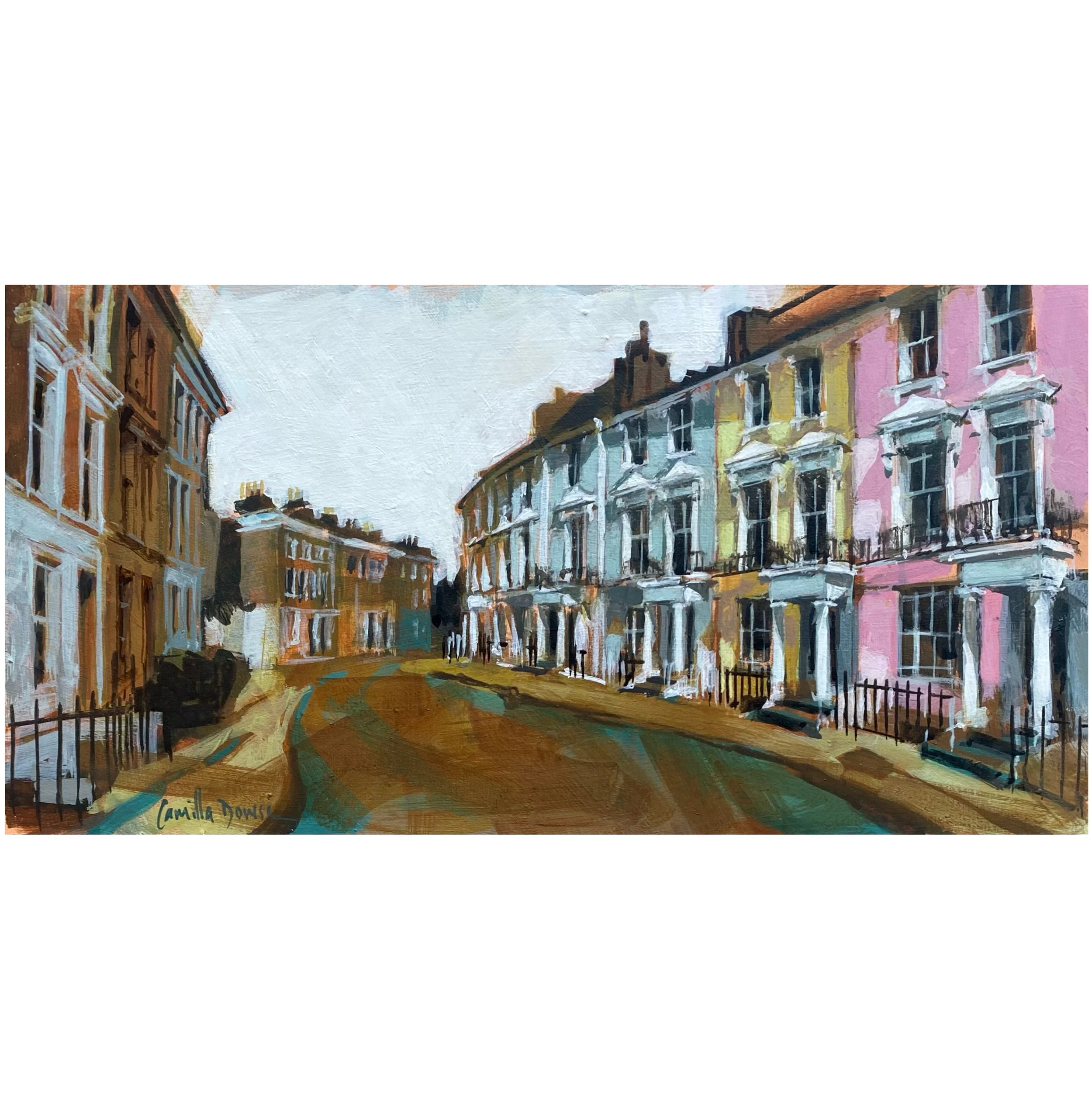 Chalcot Crescent, Primrose Hill, London III (17 x 33 cm) original study on panel