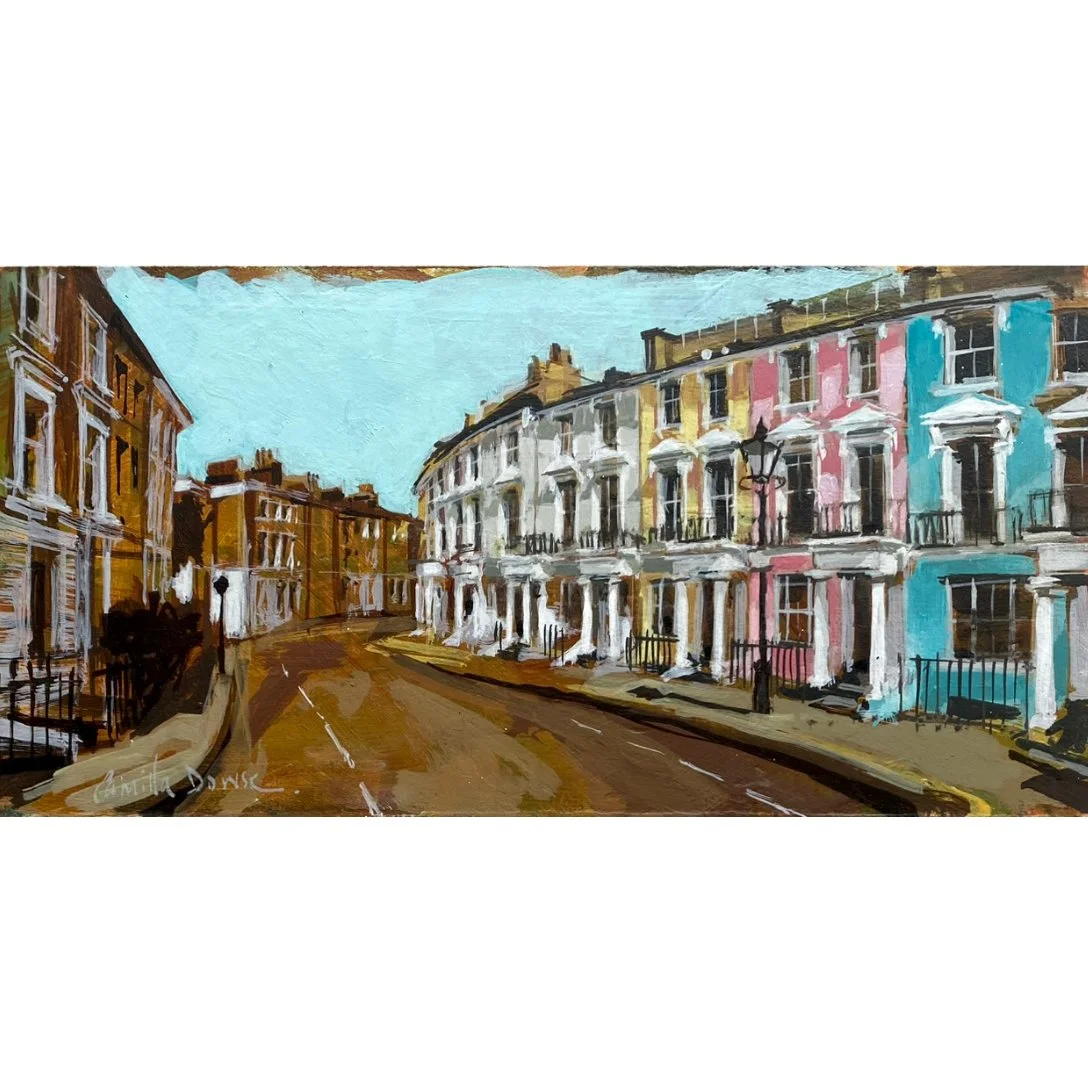 Chalcot Crescent, Primrose Hill, London II (15 x 30 cm) original study on panel