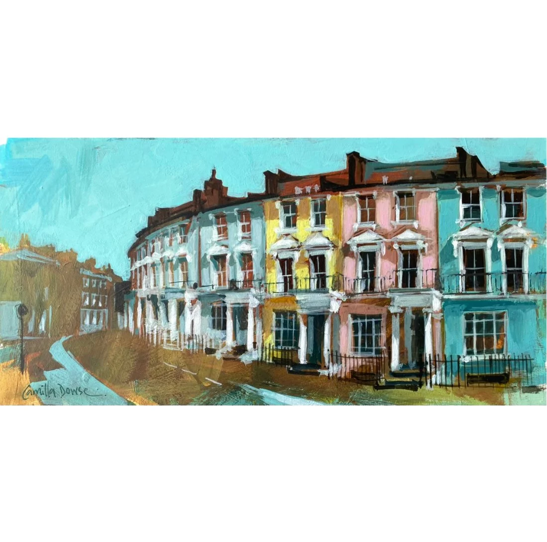 Chalcot Crescent, Primrose Hill, London (15 x 30 cm) original study on panel
