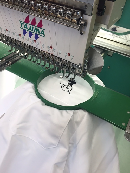 Chef coats for Localmotive Food Truck getting embroidered&nbsp;
