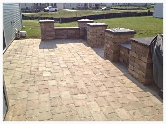 Patio Installation w/ Columns and Grill Surround