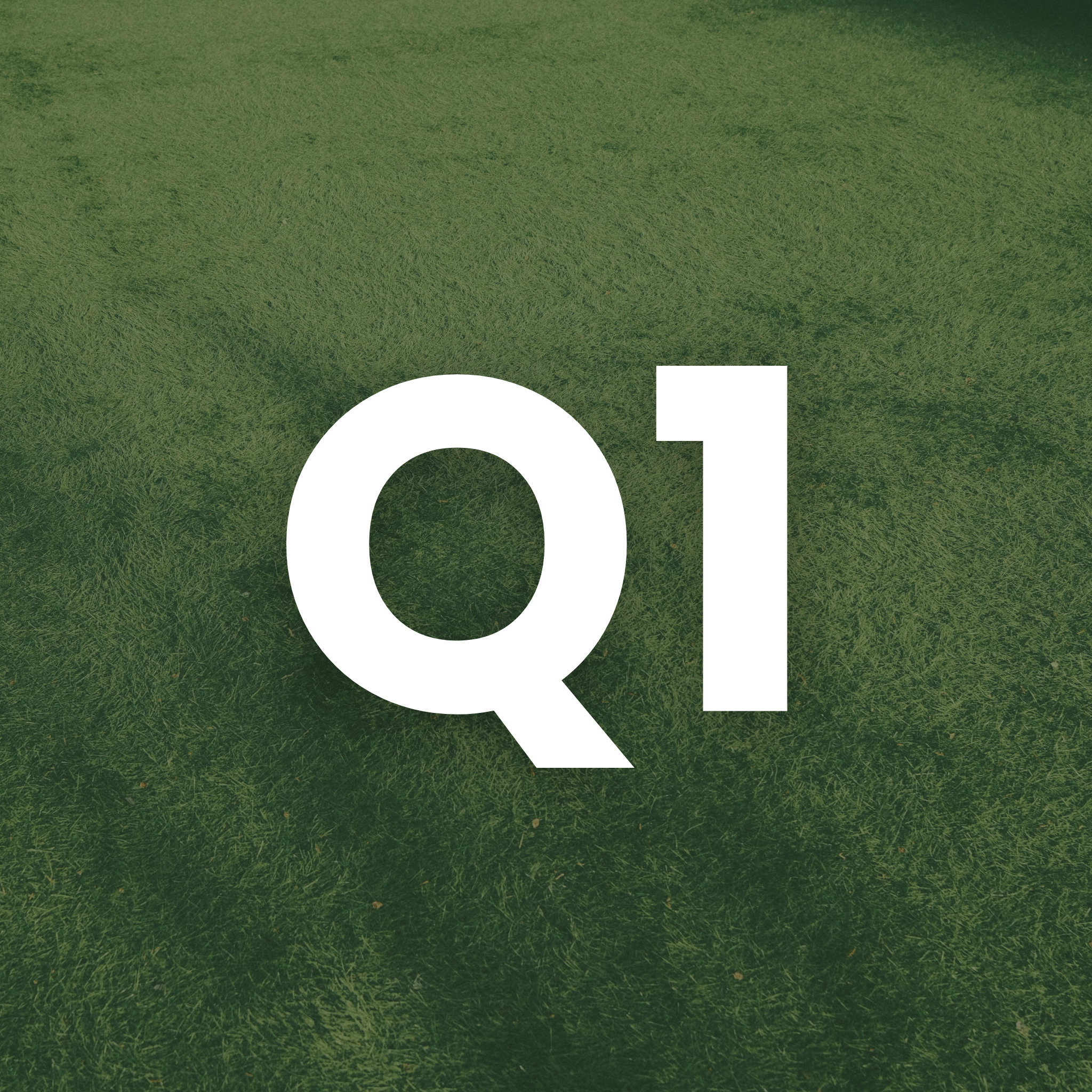 A small square icon featuring the white text "Q1" set against a blurred background of a green lawn.