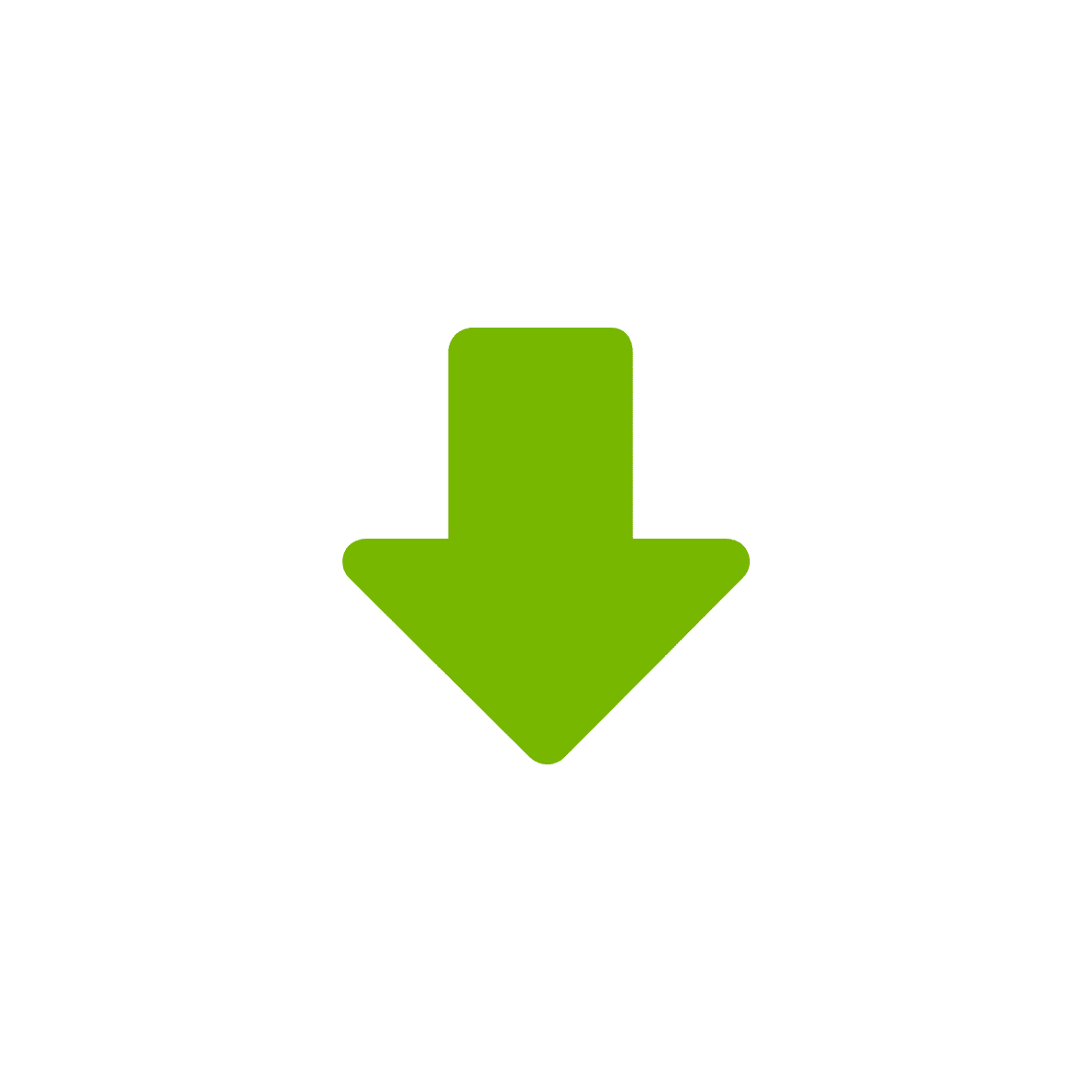 A simple green arrow pointing downwards on a light gray background, often used to indicate a decrease or drop.