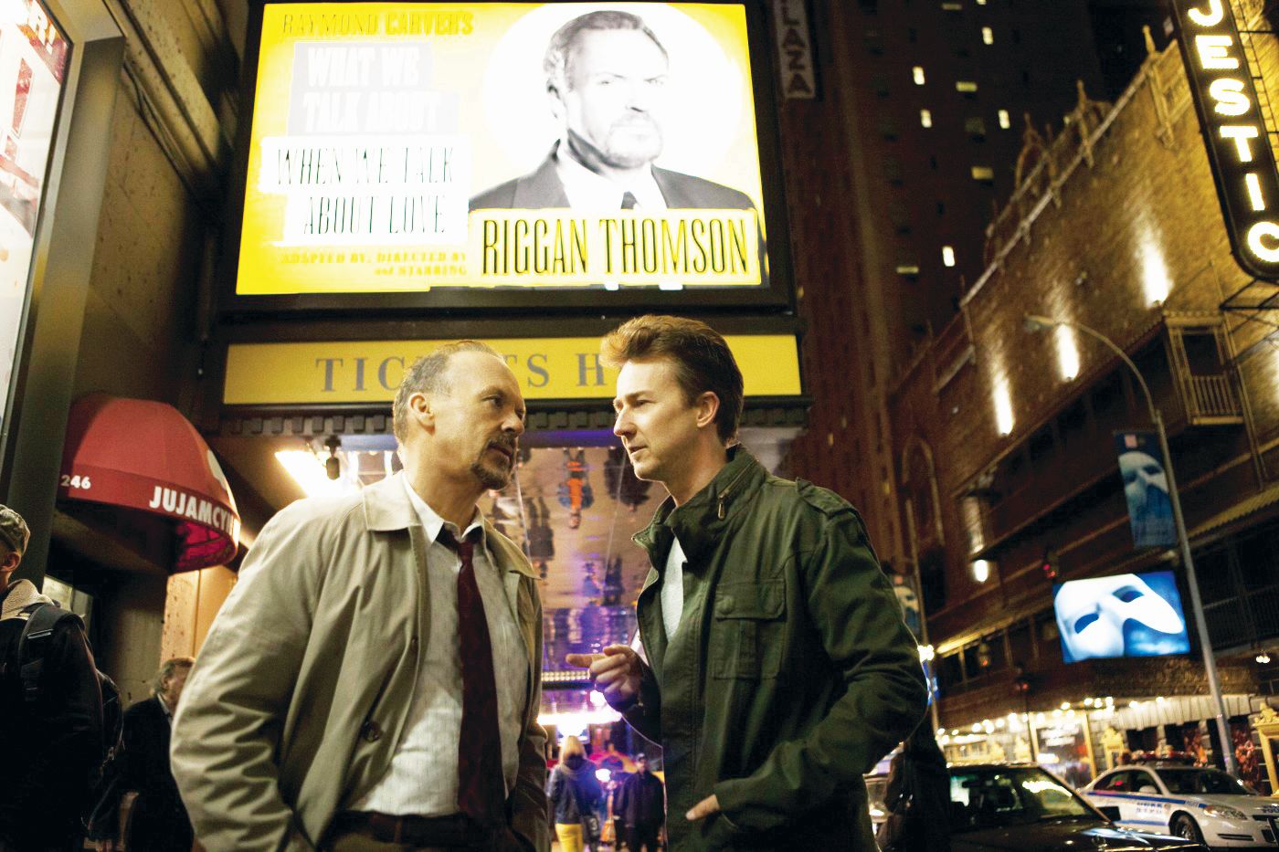 The Founder's Award recipient Micahel Keaton, on left, from "Bidrman" (Photo courtey of Rebecca Fons and the Chicago International Film Festival)