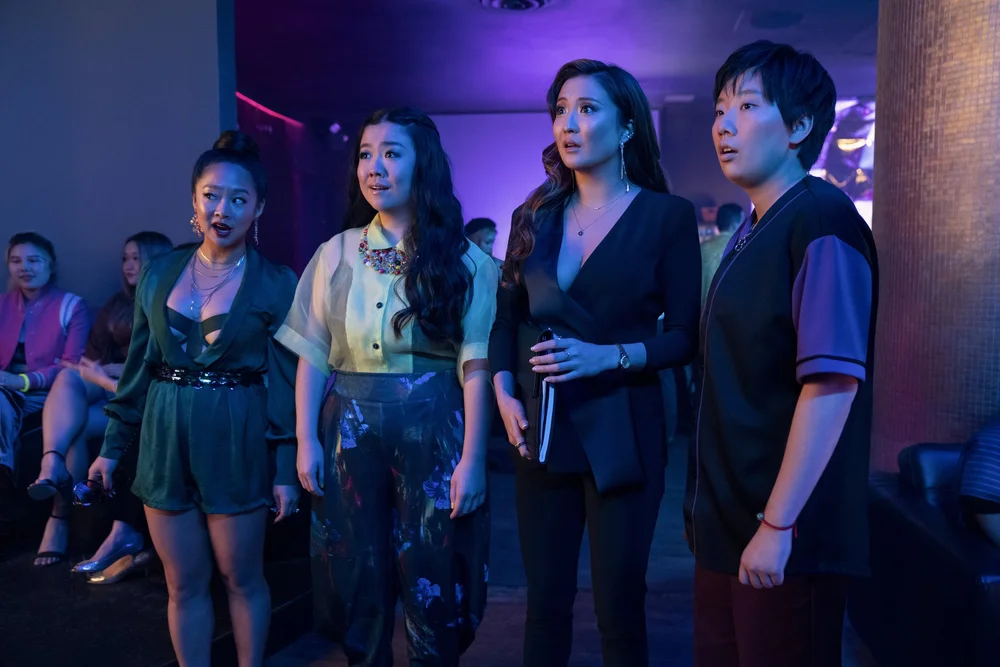  Stephanie Hsu as Kat, Sherry Cola as Lolo, Ashley Park as Audrey, and Sabrina Wu as Deadeye in Joy Ride. Photo Credit: Ed Araquel 