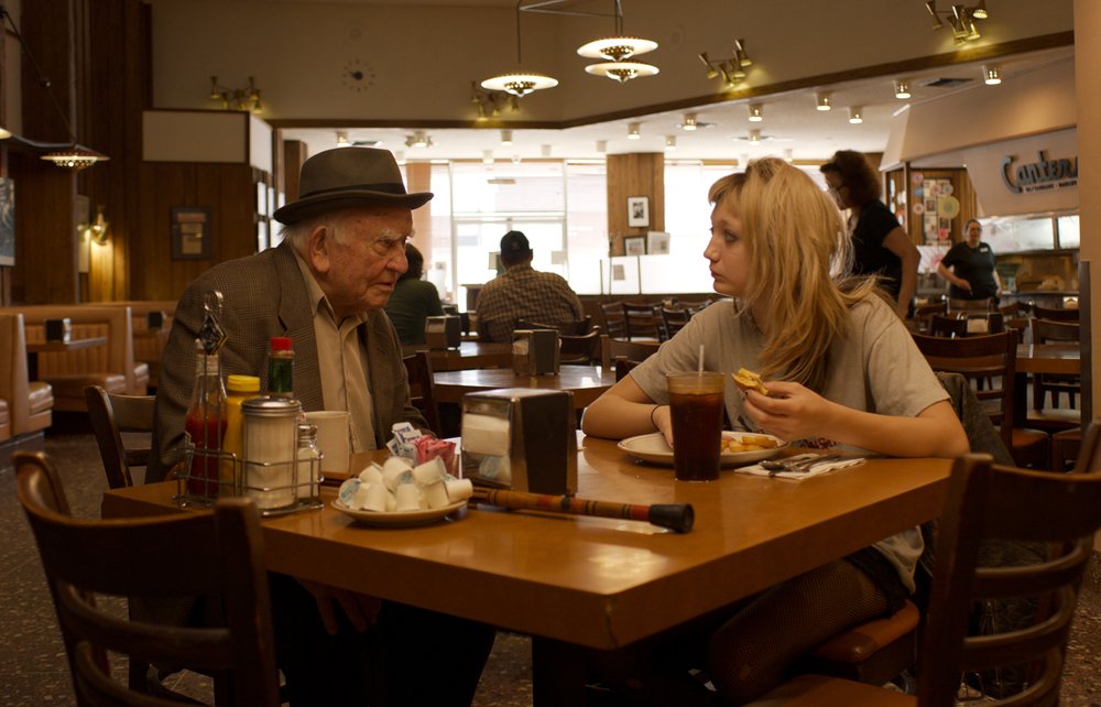 TIGER WITHIN - Ed Asner as Samuel buying Margot Josefsohn as Casey a meal. Photo Courtesy of Menemsha Films.jpg
