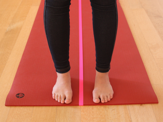 mountain pose with feet apart