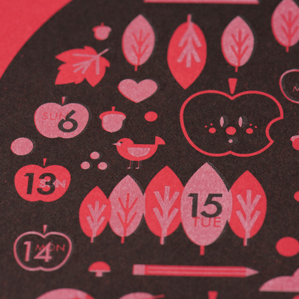 a detail of the final risograph print. I am actually allergic to apples.
