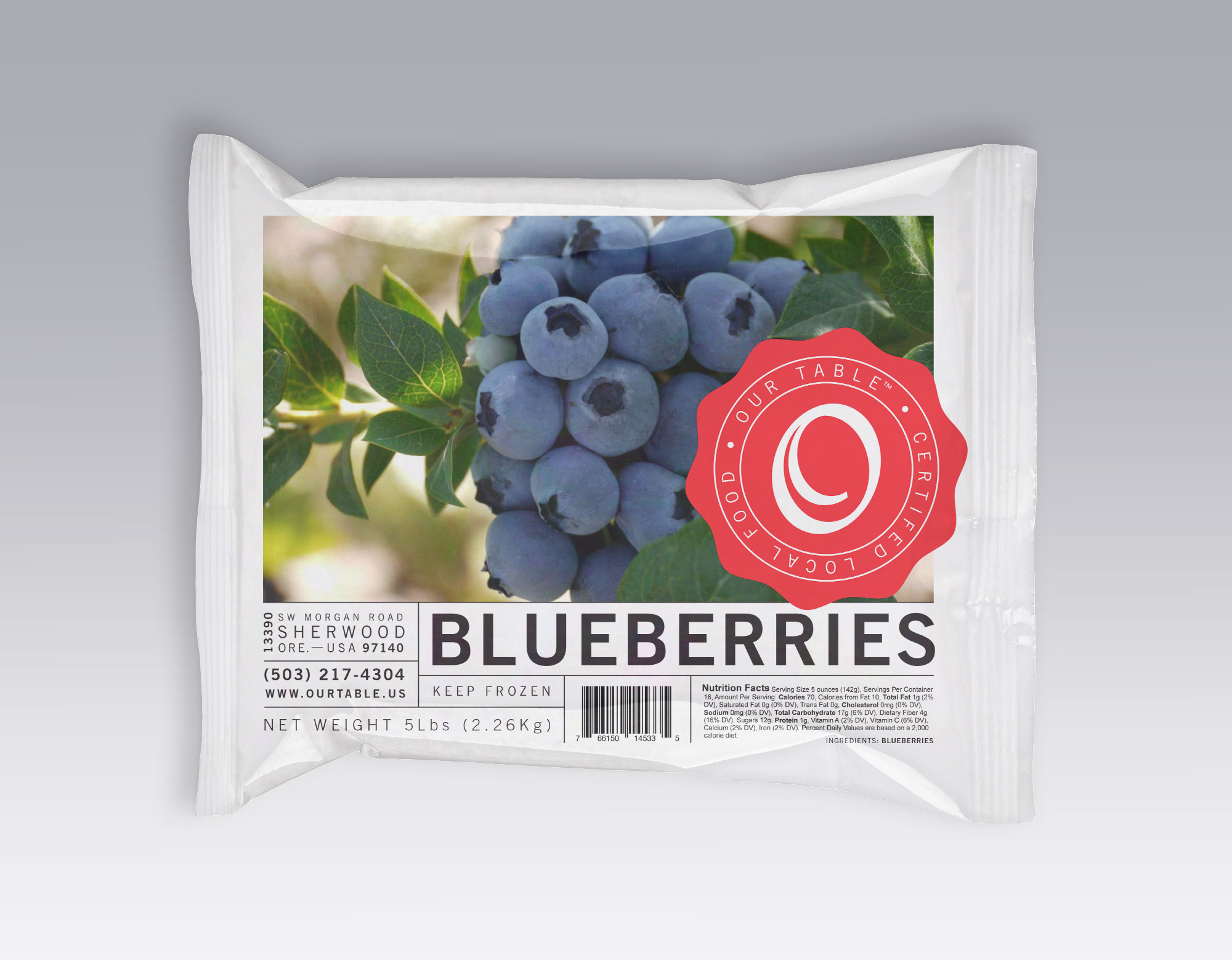 frozen blueberry package