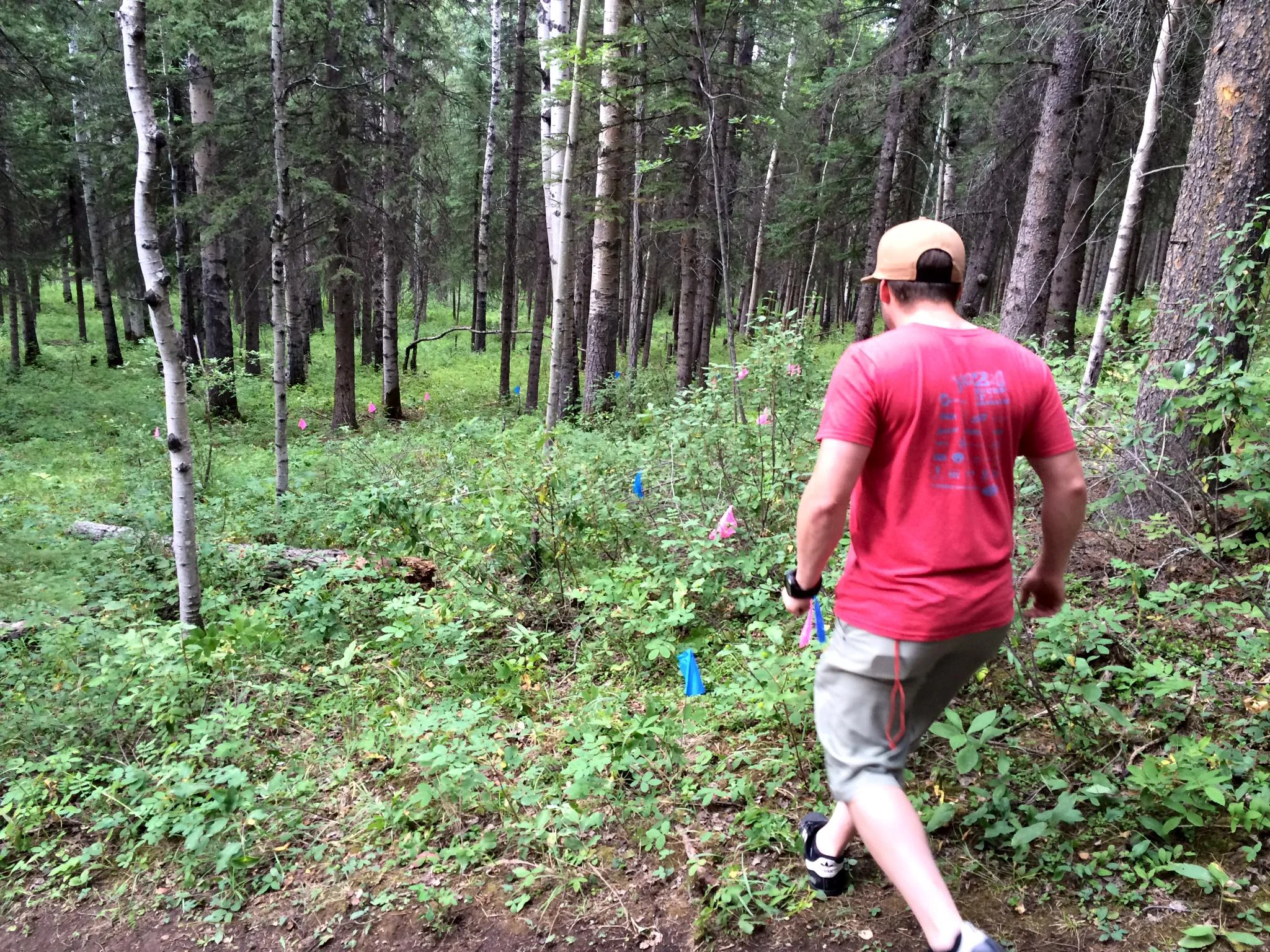 Justin and Kevin selected a site for the re-route and flagged the new proposed trail.