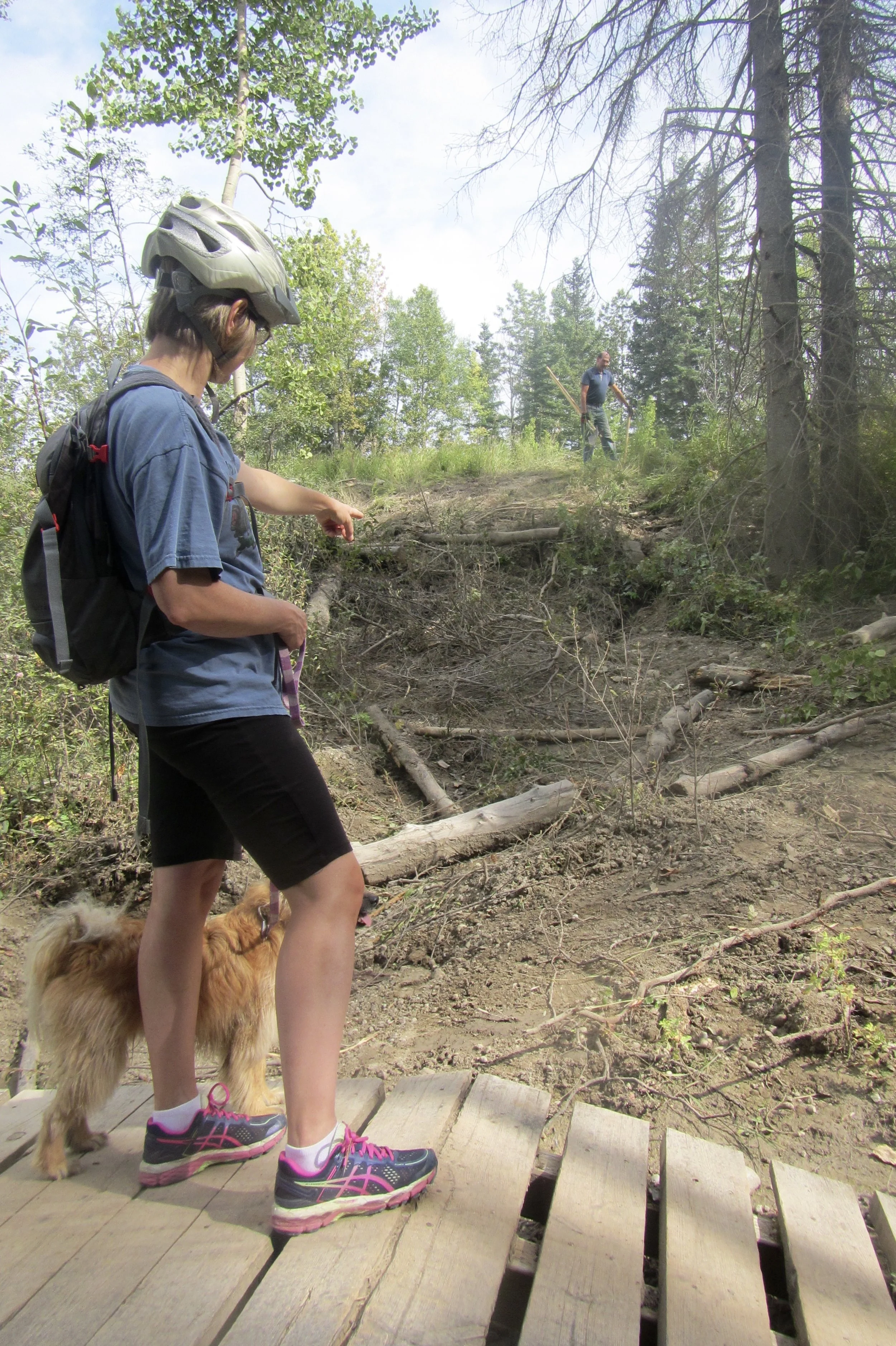 Working on channel diversion after the road was re-graded.