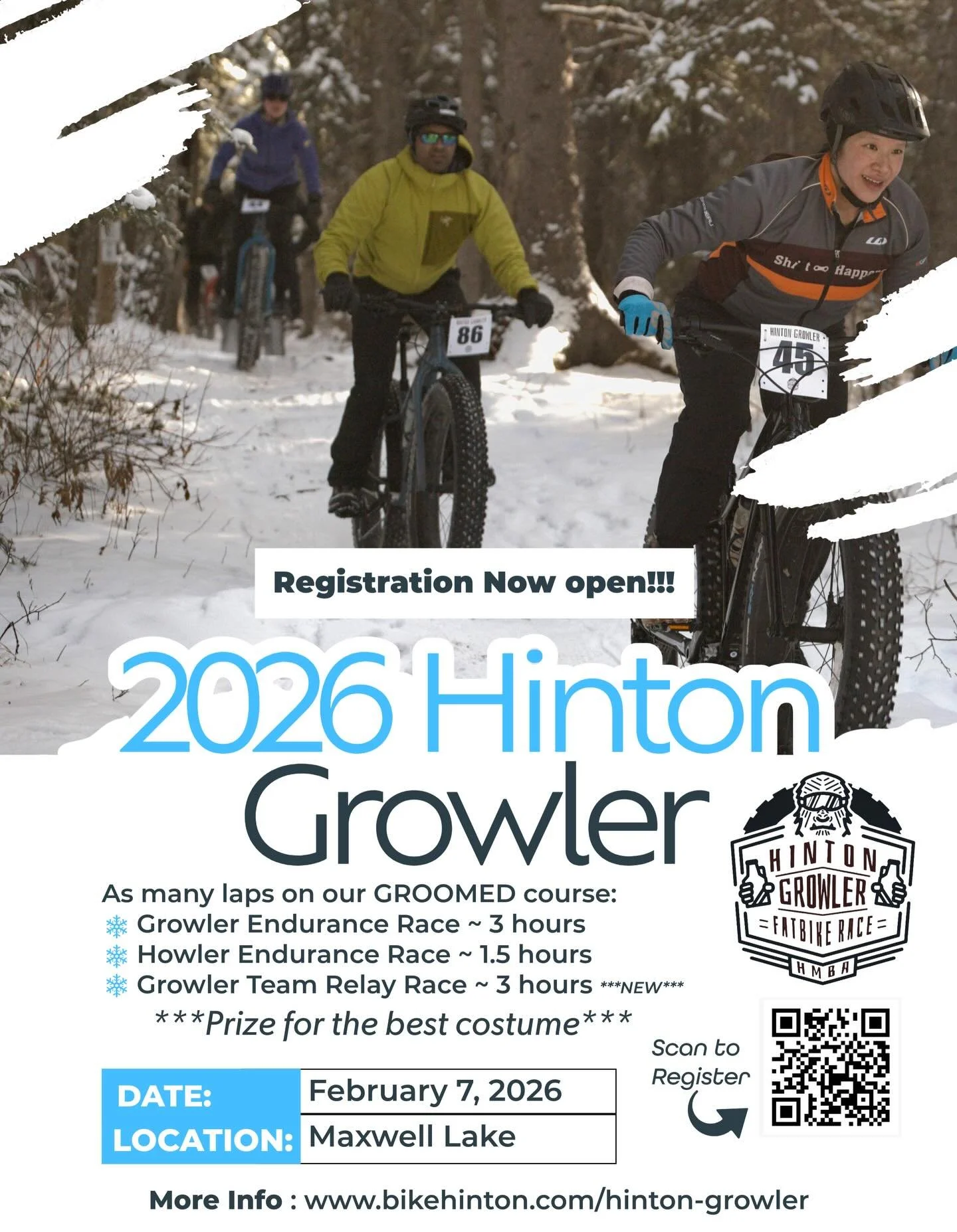 ❄️🚴&zwj;♂️ 9th Annual Hinton Growler Fat Bike Endurance Race 🚴&zwj;♀️❄️

The Hinton Growler is back for 2026! Join us for a family-friendly winter endurance race as part of Hinton&rsquo;s Winter Magic Festival, presented by the Hinton Mountain Bike