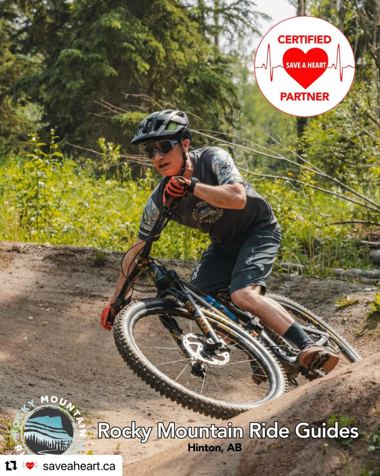 @saveaheart.ca
・・・
Ride Safe and Be Prepared with Glen at Rocky Mountain Ride Guides @rockymountainrideguides 

When it comes to mountain biking in Hinton, Alberta, there&rsquo;s no better guide than Glen at Rocky Mountain Ride Guides. Known for his 