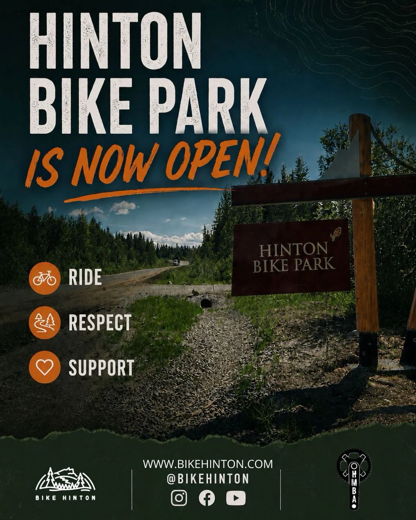🚵&zwj;♂️ The Hinton Bike Park is officially OPEN for the 2026 season! 🙌

The park is riding great overall, but there may still be a few soft spots throughout the trails. Please ride cautiously and respectfully to help prevent trail damage while con