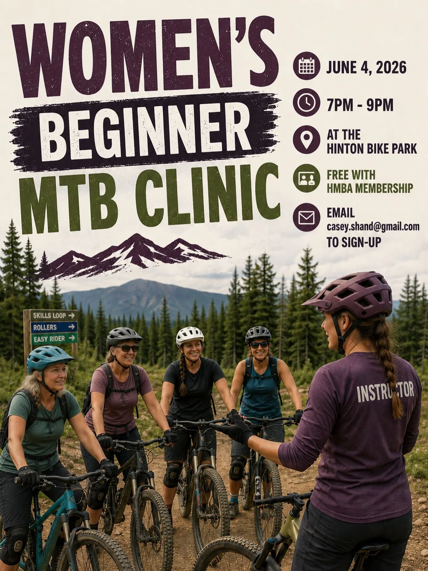 🚵&zwj;♀️ Women&rsquo;s Beginner MTB Clinic 🚵&zwj;♀️

Interested in joining the Monday night ladies rides or wanting to keep up with your kids through the bike park this summer? This clinic is for you!

📅 June 4, 2026
⏰ 7:00pm &ndash; 9:00pm
📍 Hin