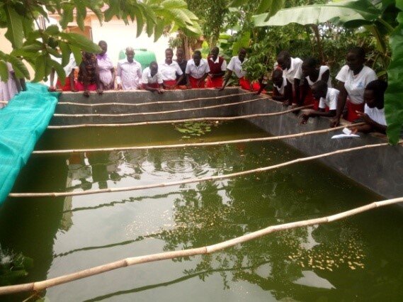 Students Learning at one of the VAD Foundation Demonstration Fishpond