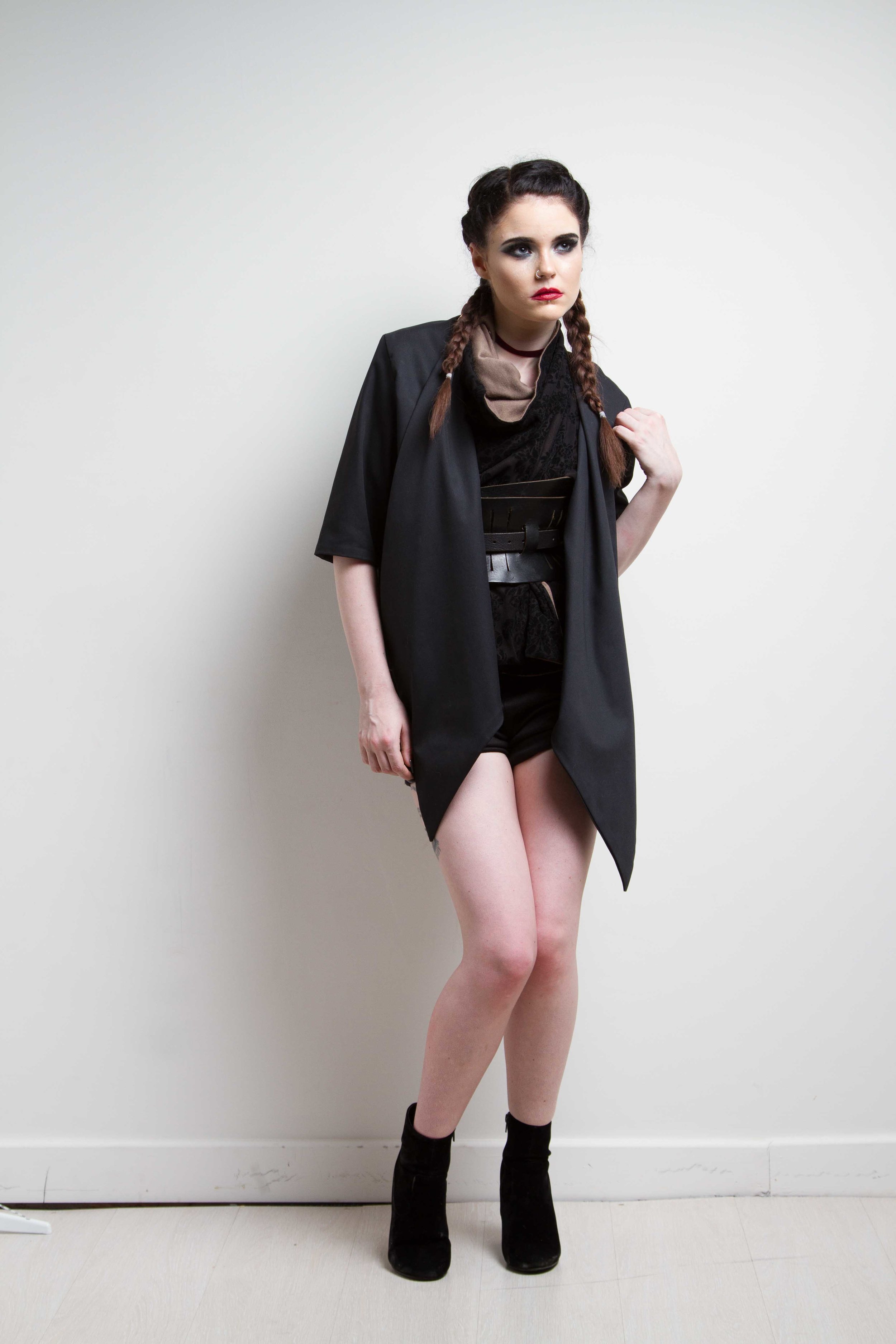 zaramia-ava-zaramiaava-leeds-fashion-designer-ethical-sustainable-black-versatile-drape-wrap-top-cowl-mio-jacket-shorts-womenswear-belt-grunge-4