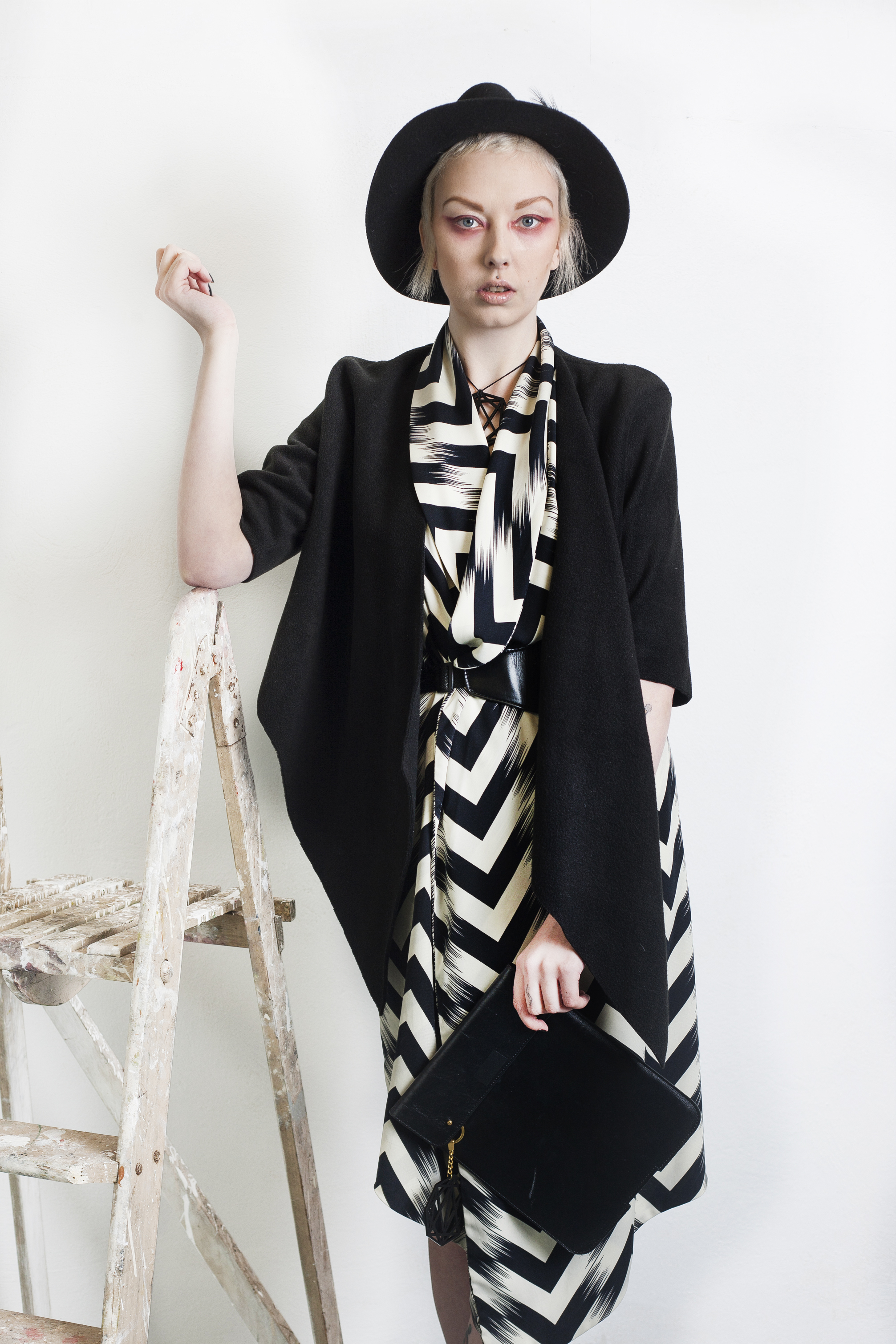 zaramia-ava-zaramiaava-leeds-fashion-designer-ethical-sustainable-tailored-minimalist-editorial-print-black-belt-dress-versatile-drape-cowl-styling-studio-womenswear-models-photoshoot-black-white-jacket-hat-monochrome-2.jpg