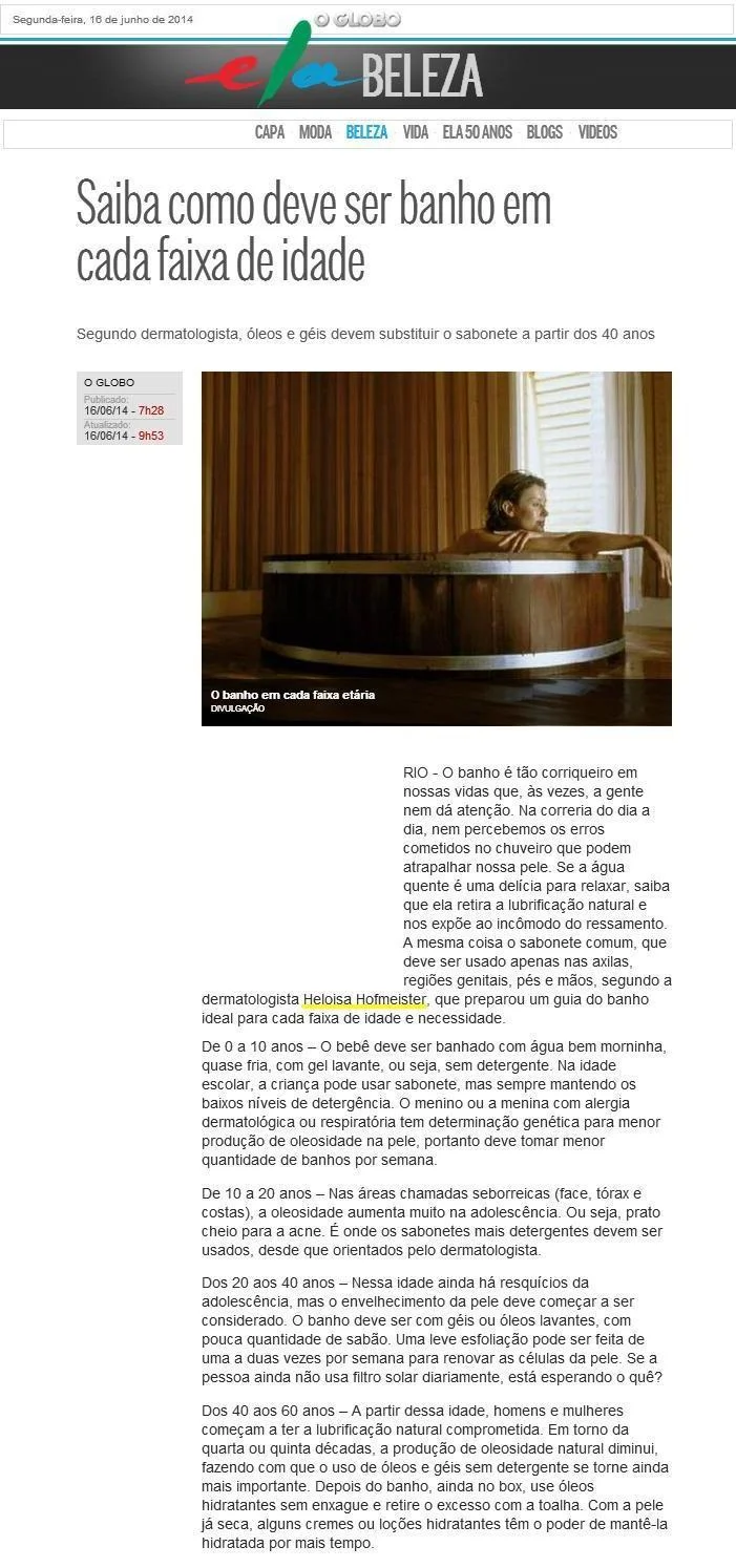 HELOISA HOFMEISTER NO GLOBO ONLINE / ELA DIGITAL