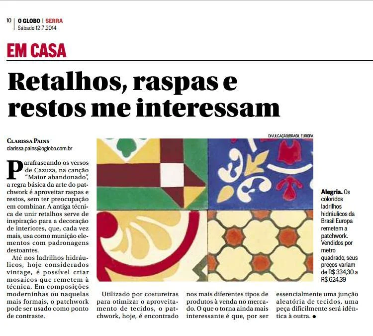 ARTEIRO NO JORNAL O GLOBO - SERRA