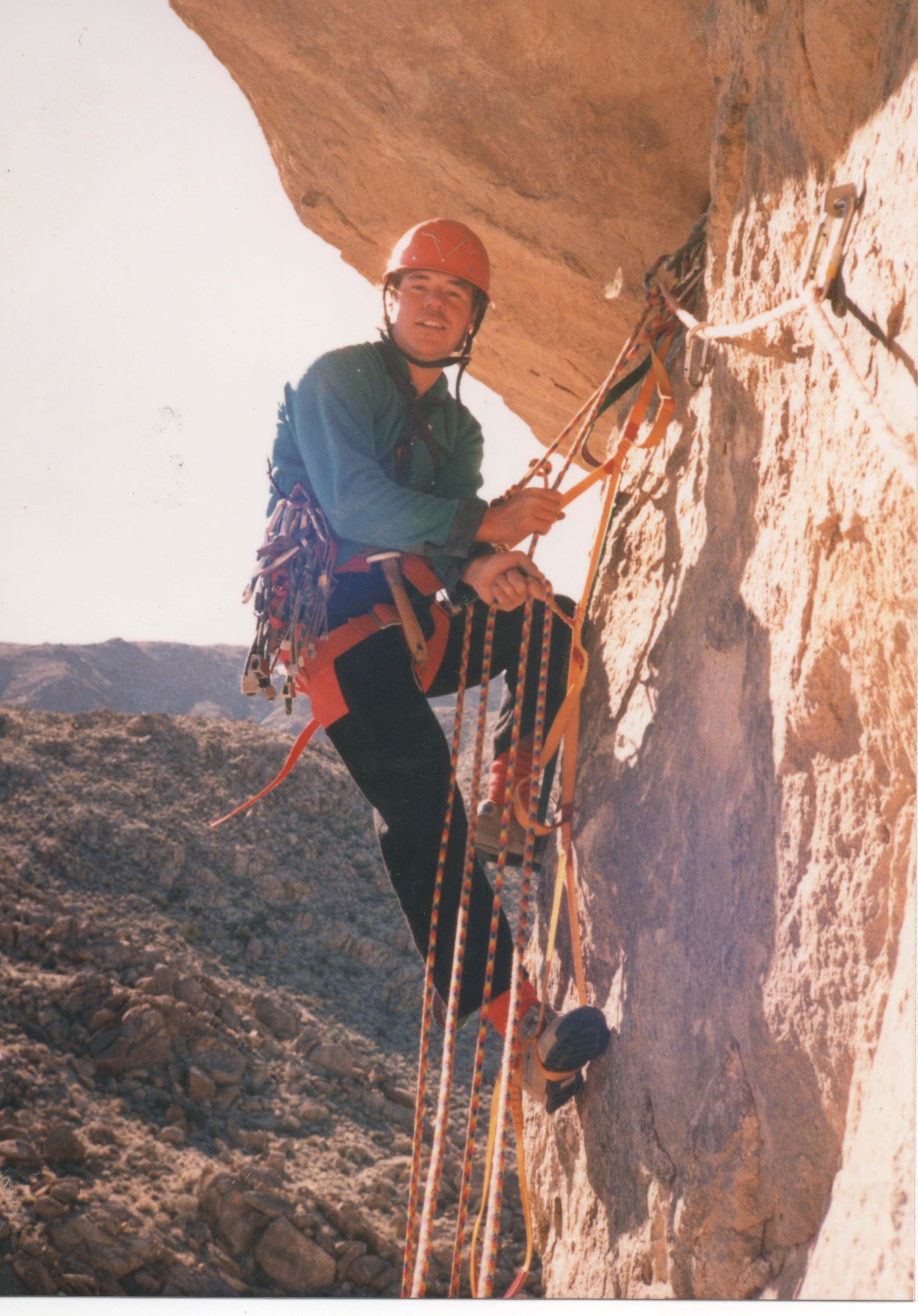 Training for El Capitan on Goof Proof Roof. March 1988 Photo: Stuart Wagstaff