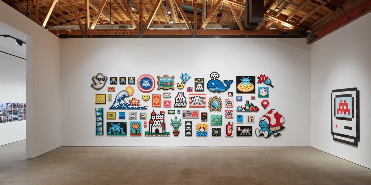 Invader: Into The White Cube, art exhibit @ Over The Influence // photo source: overtheinfluence.com