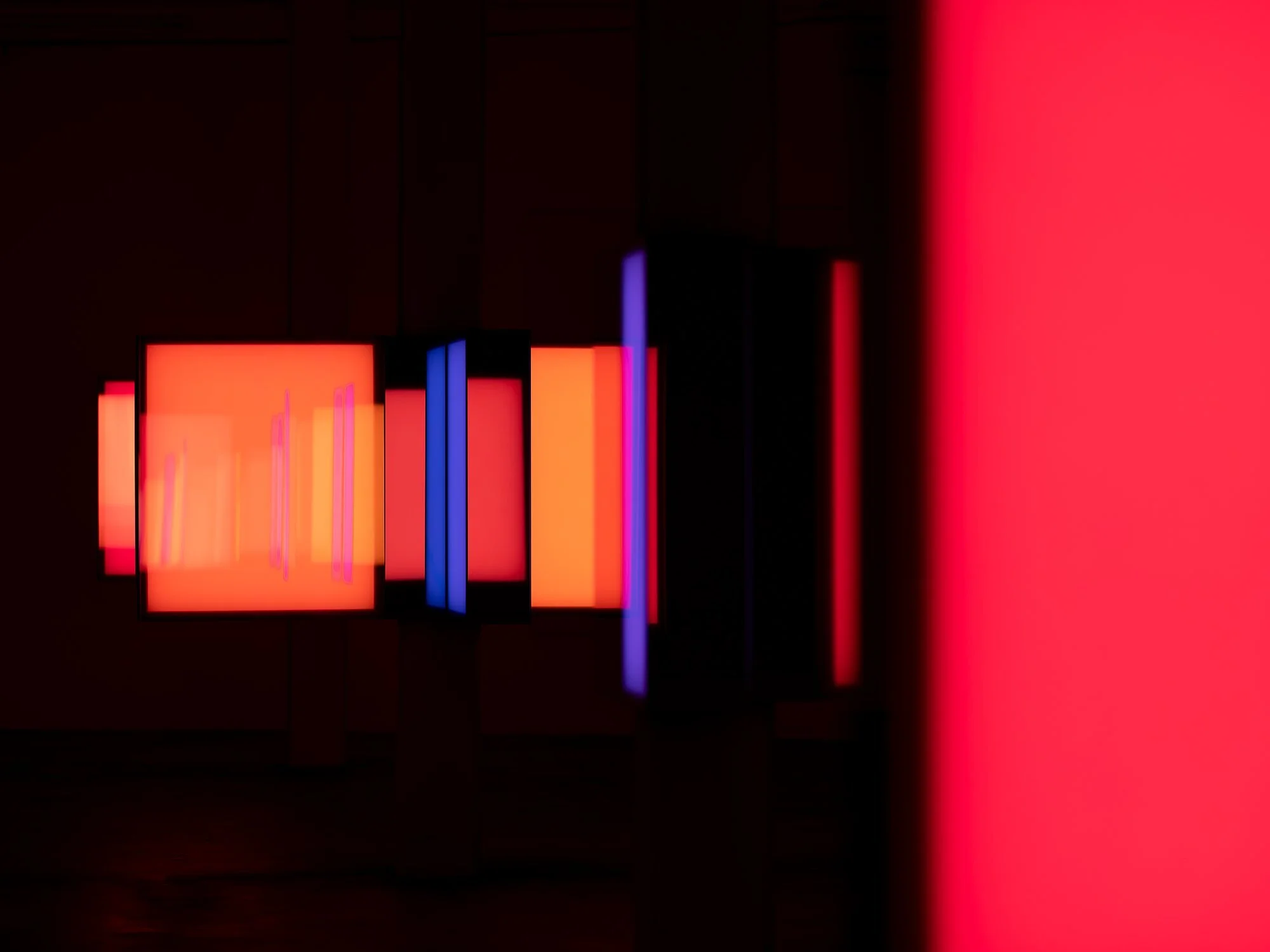Phillip K. Smith III: 10 Columns, art exhibit @ Bridge Projects // photo source: bridgeprojects.com