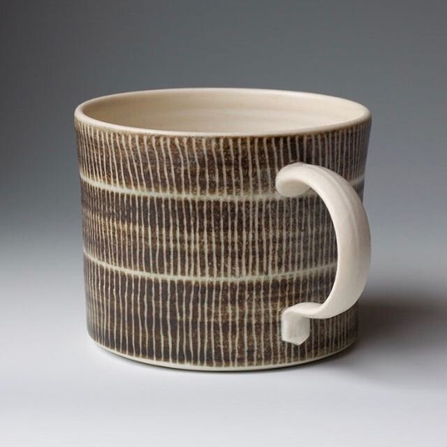 Another little coffee cup flew off today. I hope it gives lots of pleasure  to its new owner... #porcelain 
#favouritemug 
#handmade
#blackandwhite 
#finelines
#relishthemoment 
#pottersofinstagram
#julieayton