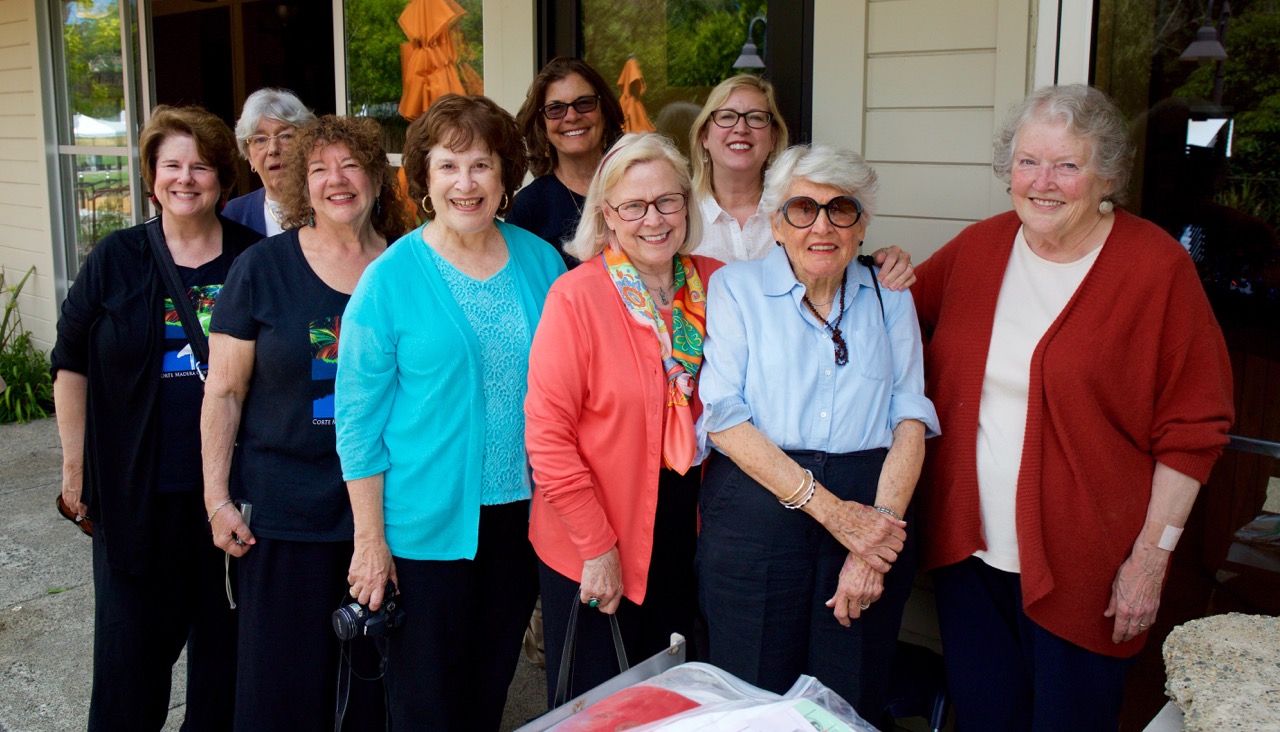 CELEBRATING THE OPENING OF THE 1991 TIME CAPSULE: (FRONT L-R) BECKY REED, PATI STOLIAR, CARLA CONDON, JUDY CREASY, CAROLYN LARSON, JANA HAEHL (BACK L-R) LIZ BYRD, SUZI BEATIE, DIANE FURST