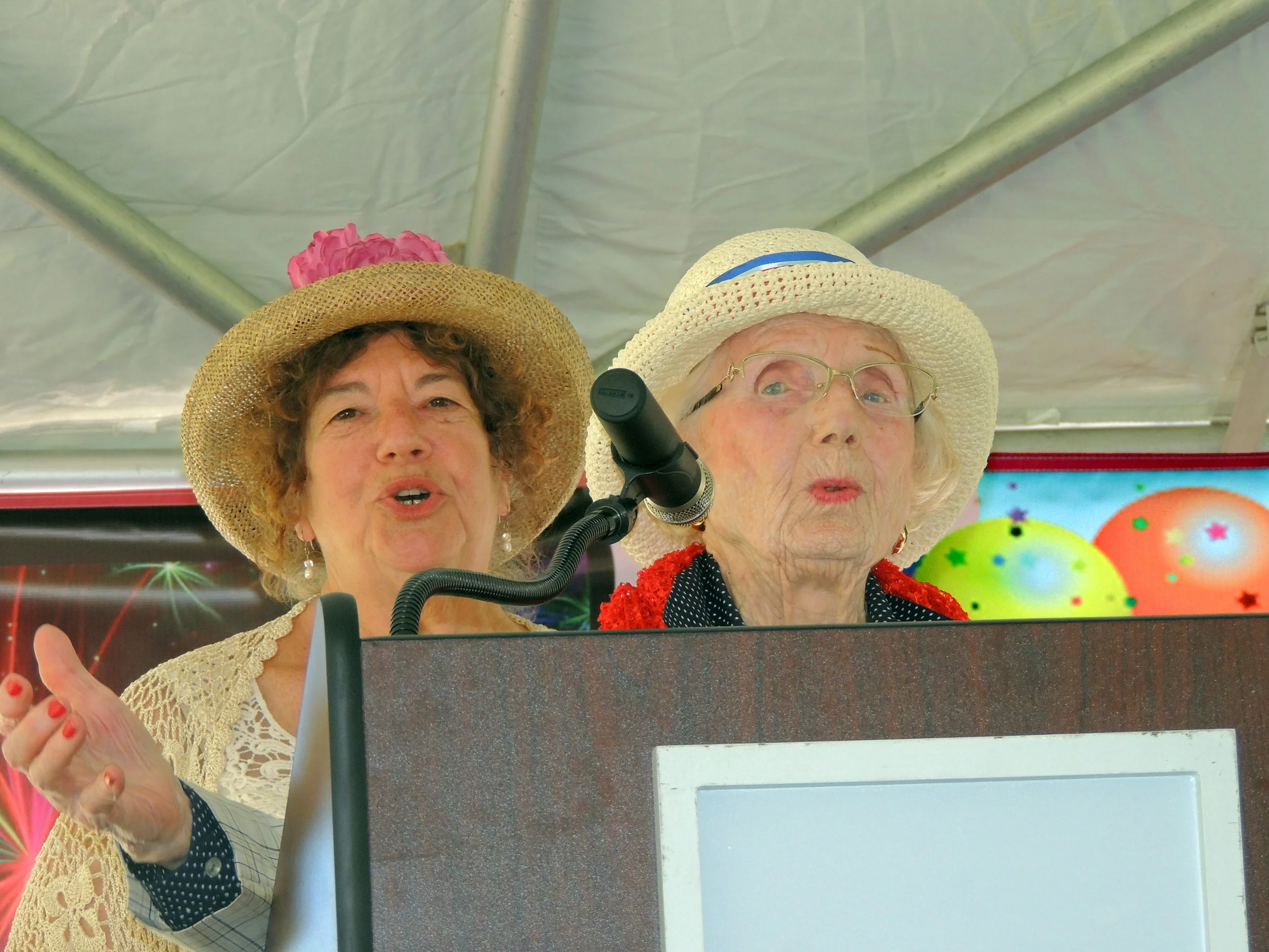 Pauline leading "Happy Birthday to You" song