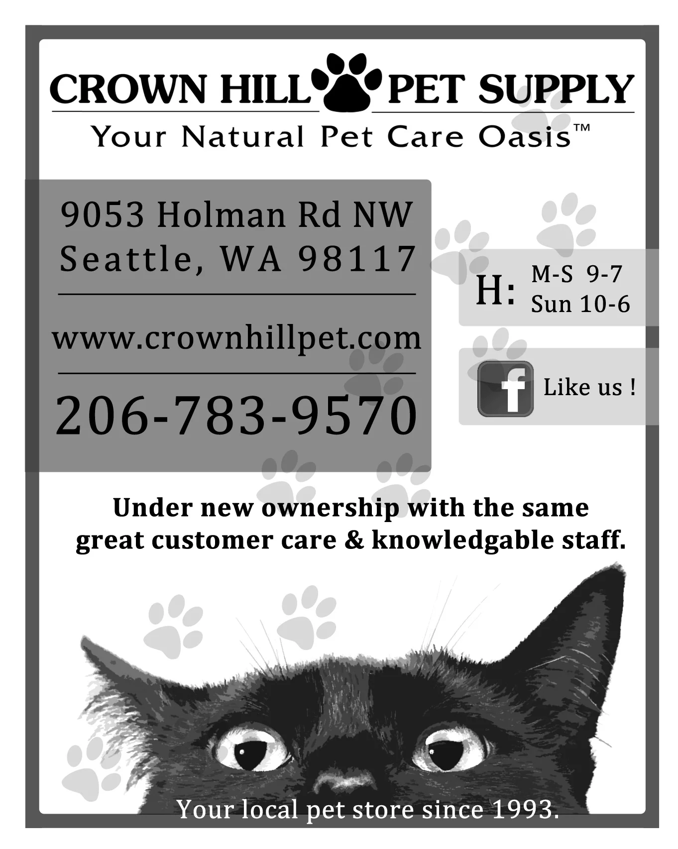 Crown Hill Pet B+W Ad