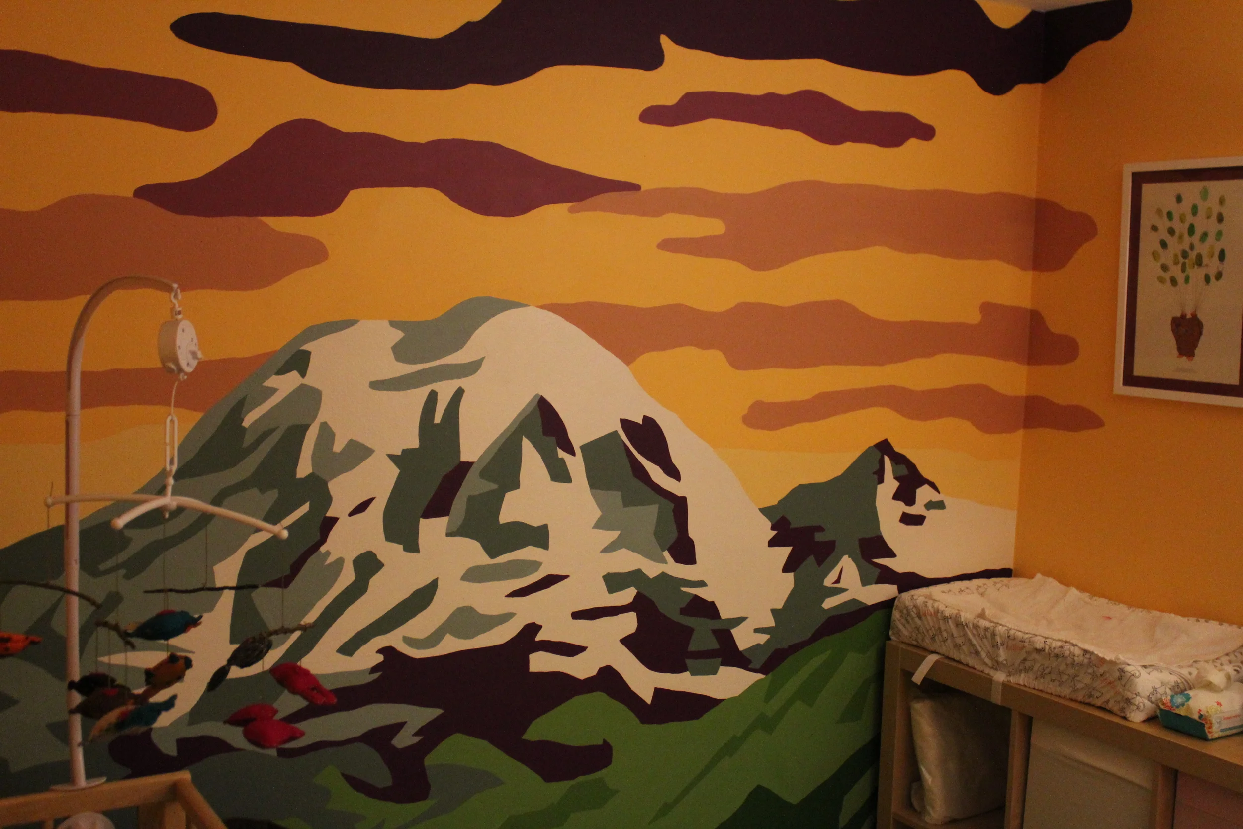 Mount Rainier Nursery Mural 9' x 7'  -CUSTOM-