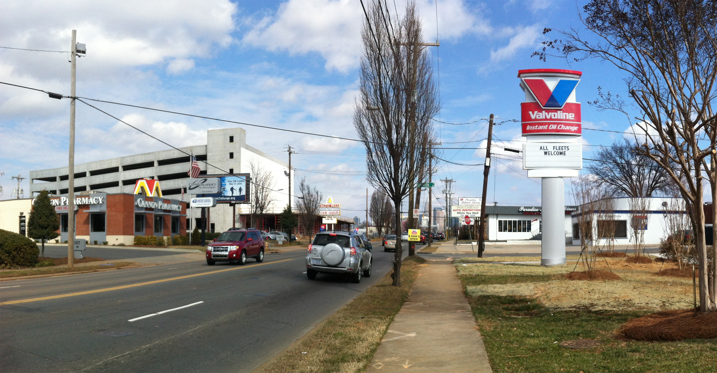 Before: South Boulevard near Atherton Street and home to a brand new Valvoline