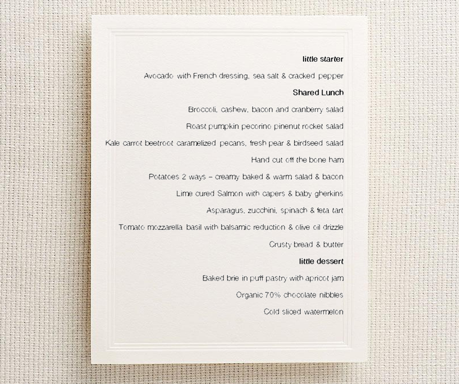 The long table menu - by The Little Farmhouse Pantry 
