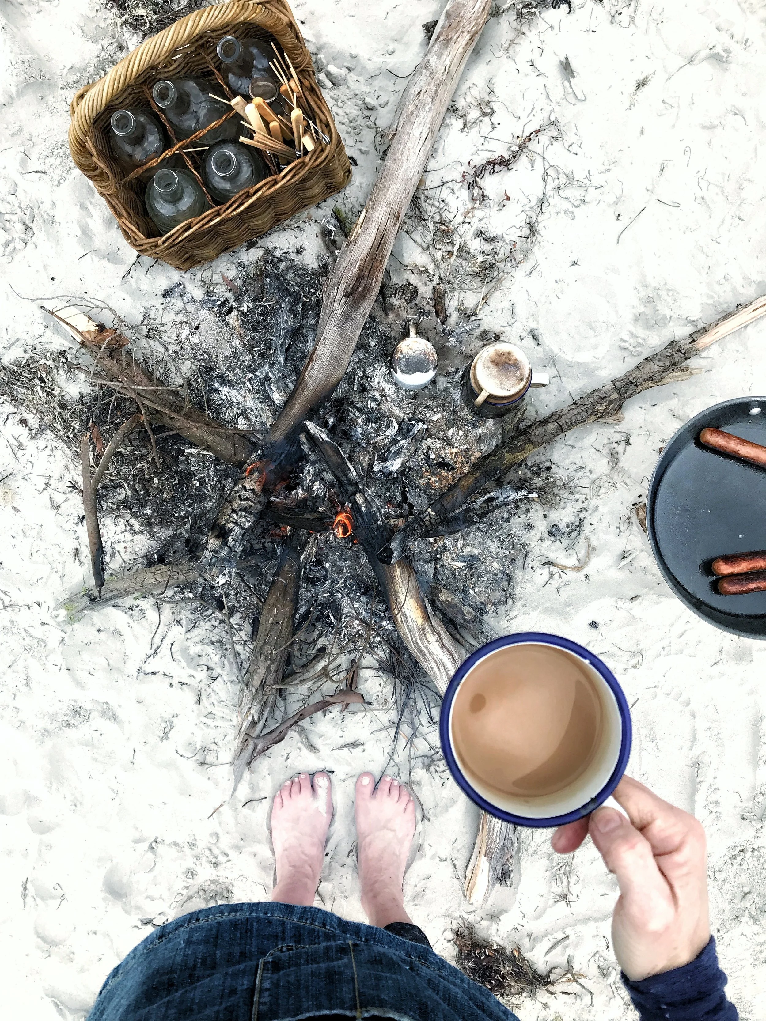 Stick fire with sausage