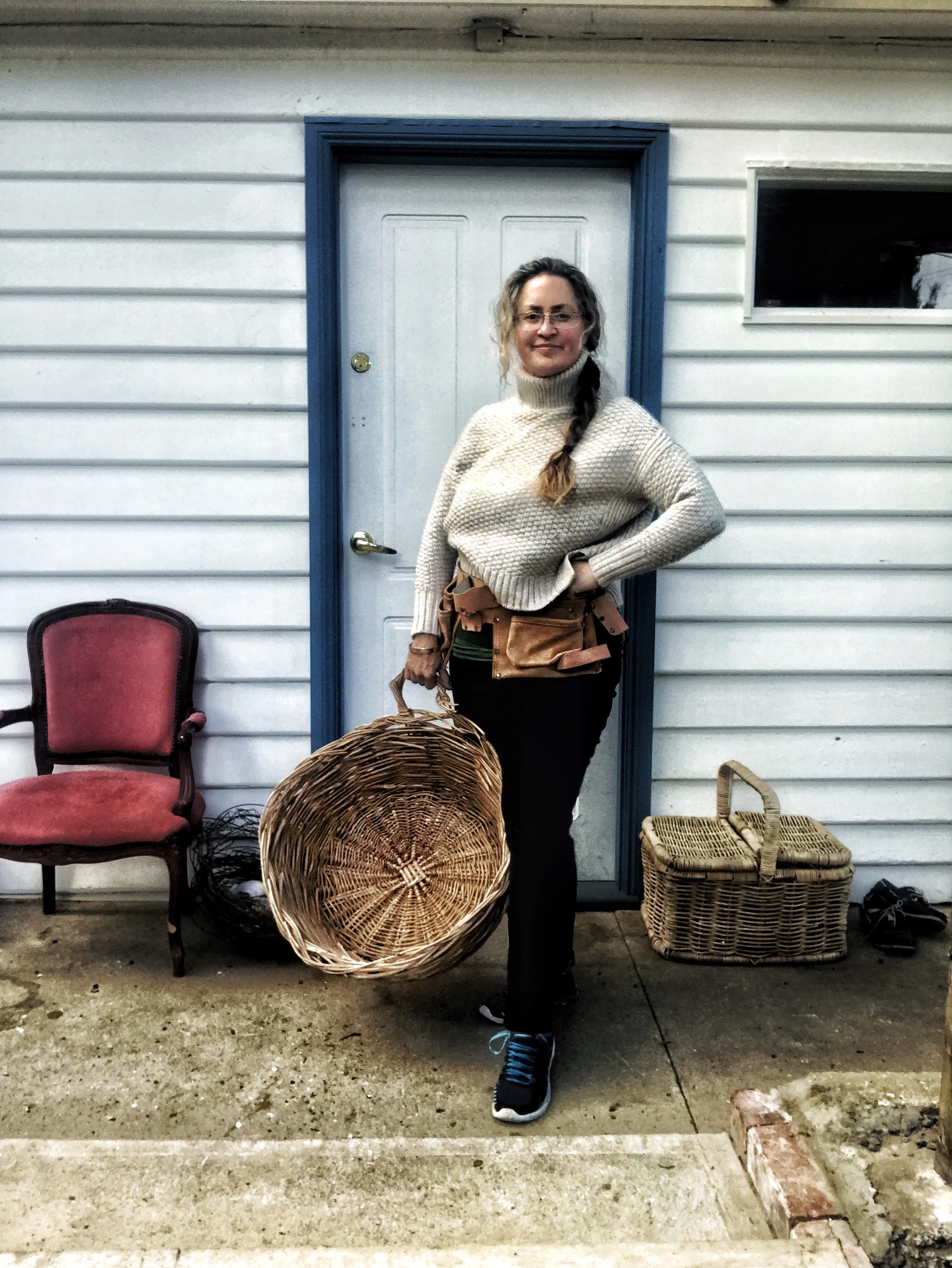 Seaglass hunter with basket