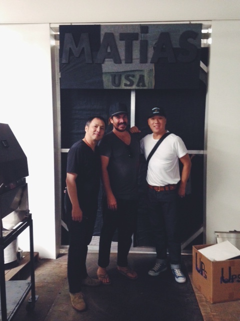 Howard, Matias, and Steve in front of Matias Denim Studio.