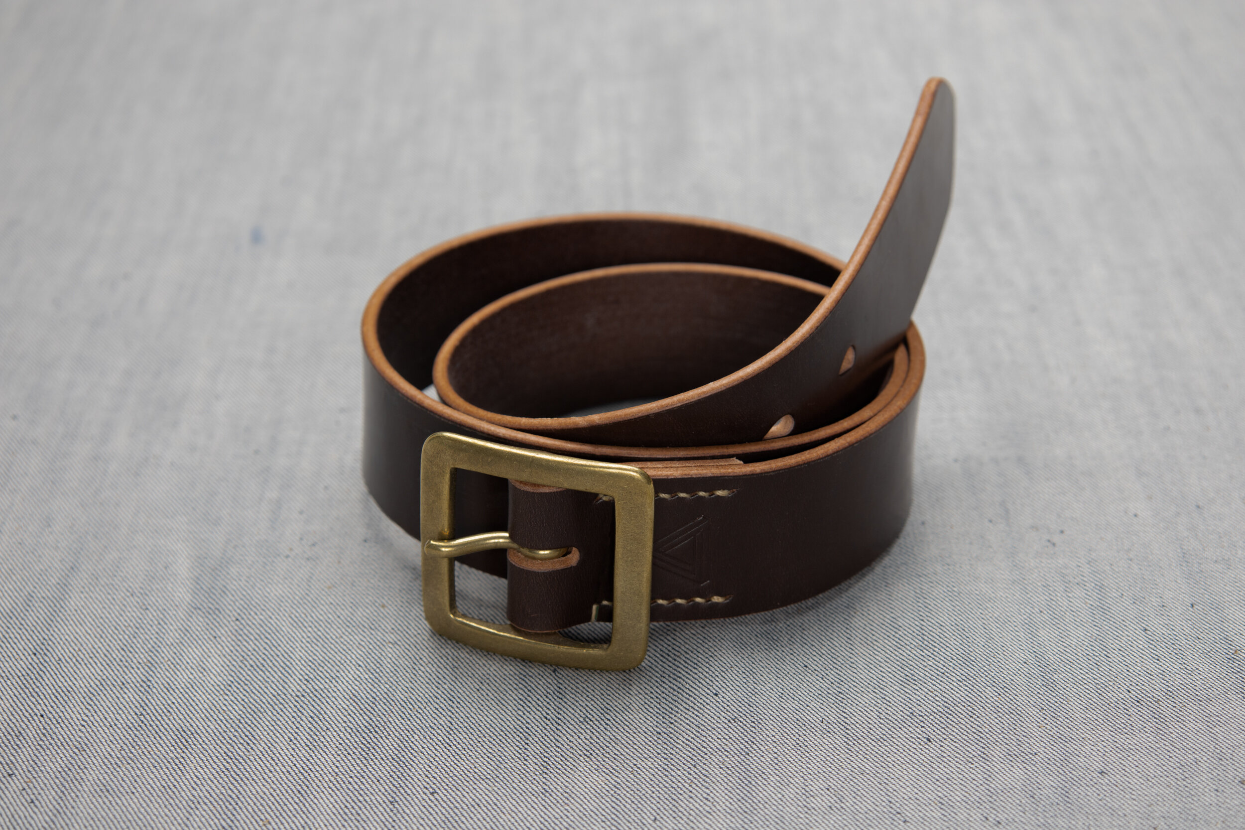 Hollows Leather | Rail Belt Brown English Bridle Brass — AB Fits