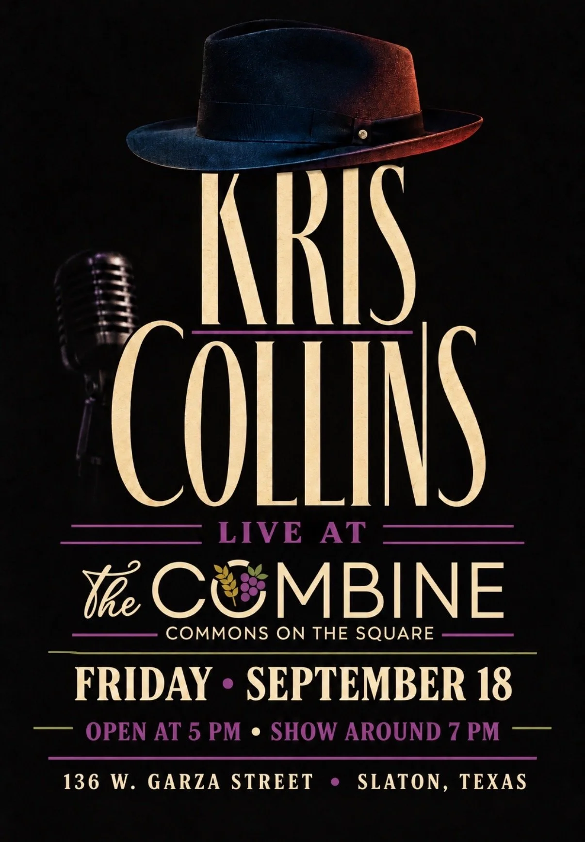 Kris Collins returns to The Combine in Slaton, TX on Friday, 9-18-26!