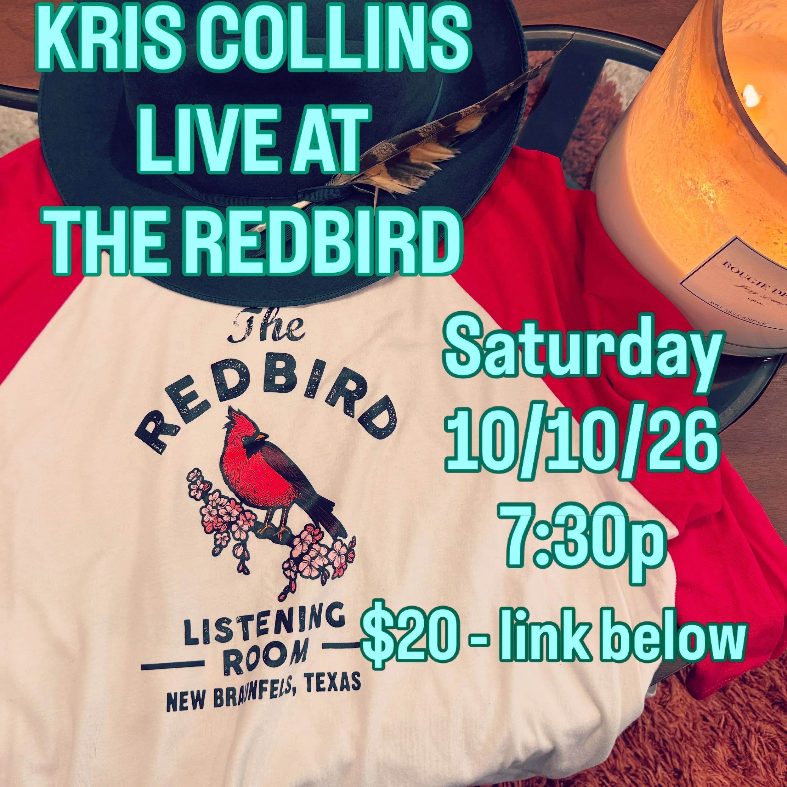 First ever show at the Redbird Listening Room in New Braunfels! (10/10/26)