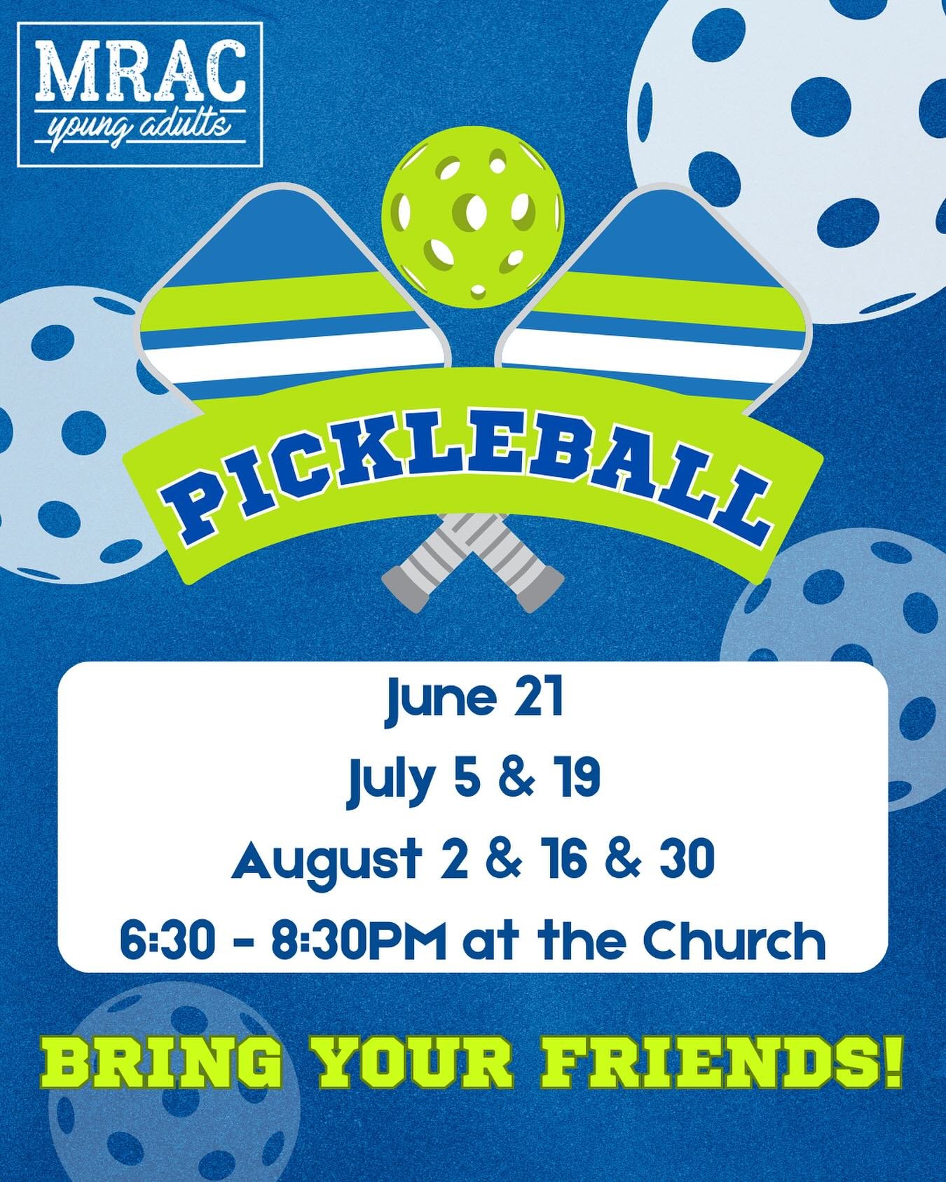 In addition to our summer events we will also be having Pickle Ball every other Saturday! We hope to see you there 😊