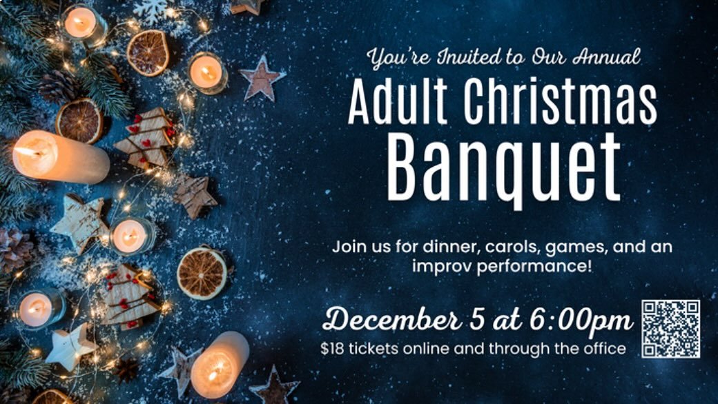 You are invited to the Adult Christmas Banquet! Tickets are now available for purchase on Church Centre or Call the Church Office. 
We can&rsquo;t wait to see you there ⭐️

https://mrac.churchcenter.com/registrations/events/3256879