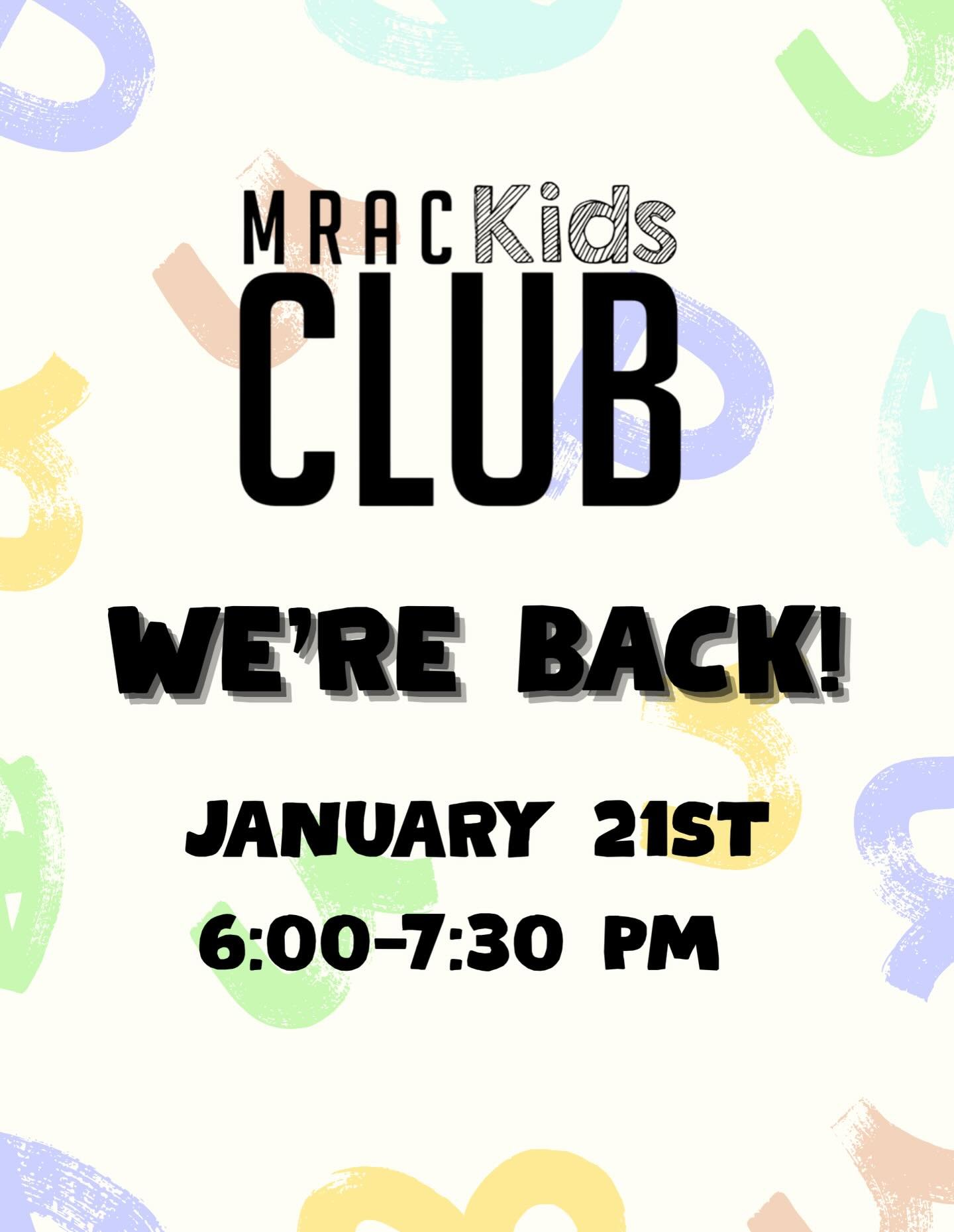 Kids Club is back this Wednesday 📣
January 21st 6:00-7:30pm 

We can&rsquo;t wait to see you!