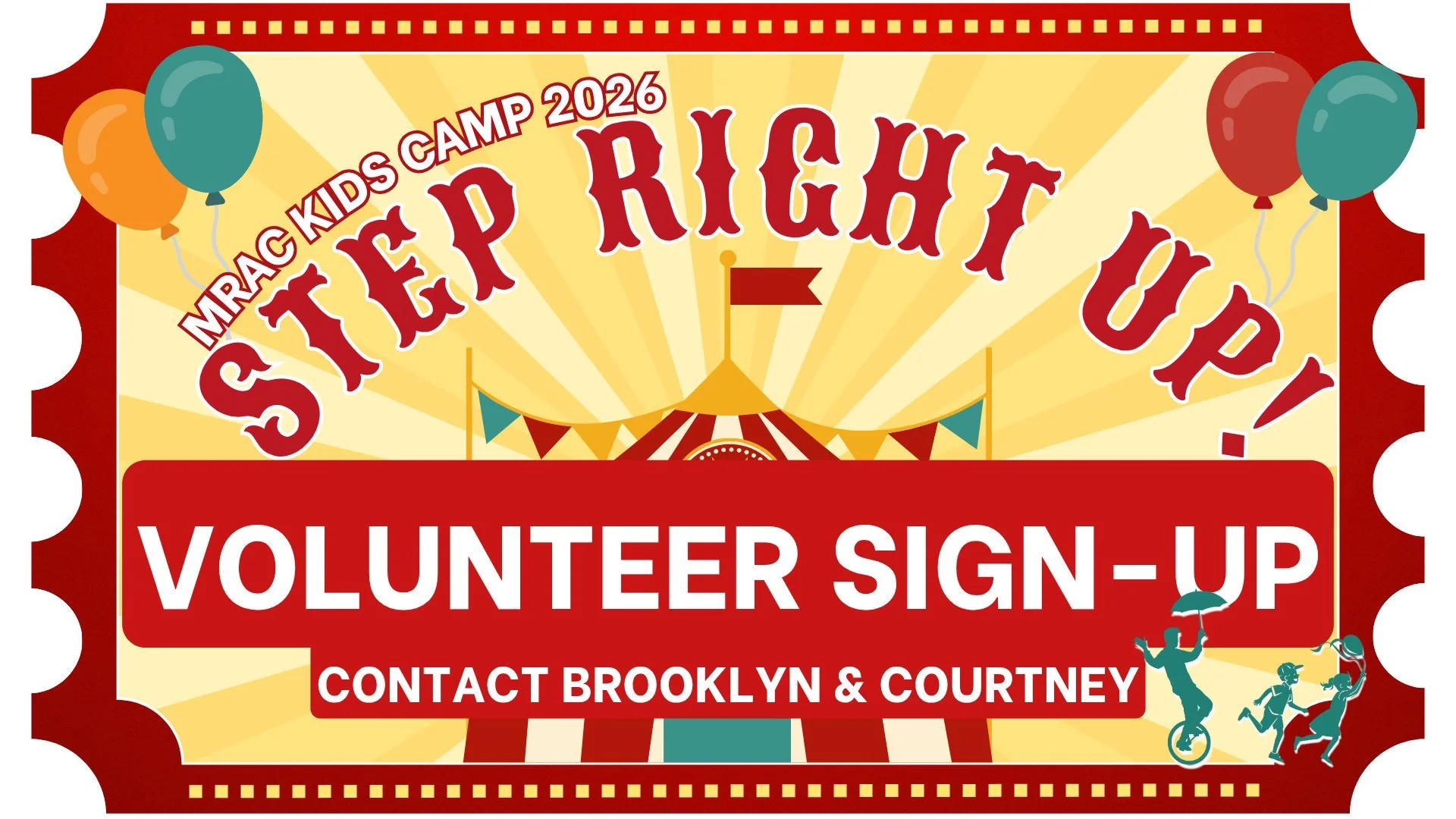 🎪✨ STEP RIGHT UP! ✨🎪

The greatest week of the summer is coming&hellip; and we need YOU to help make the magic happen! 🎉

Kids Camp 2026 is just around the corner, and we&rsquo;re looking for enthusiastic, caring, fun-loving volunteers to join the