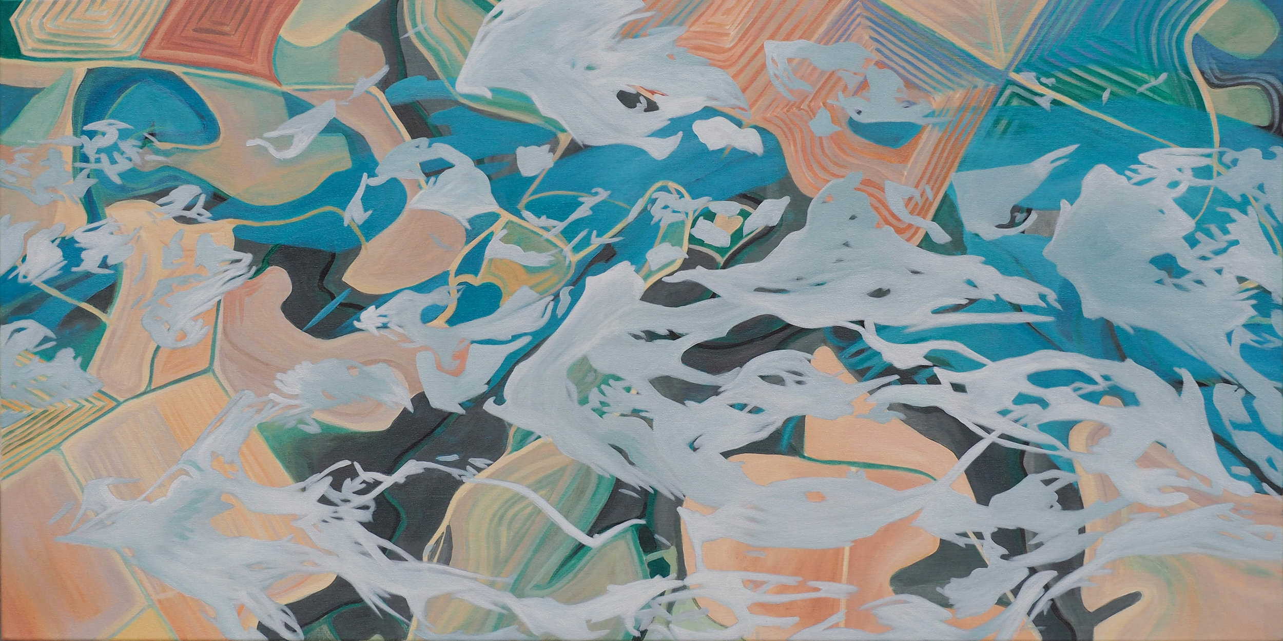  Tossed, 24” x 48”, acrylic on canvas, 2017   Sold  