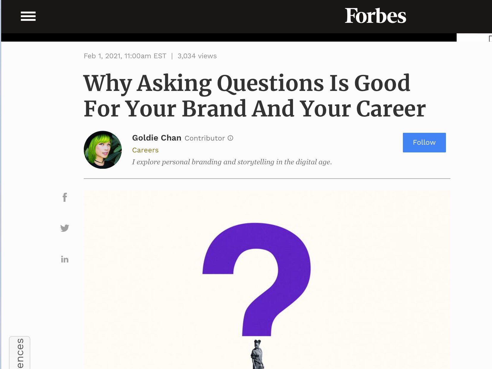 FORBES: Why Asking Questions Is Good For Your Brand And Your Career