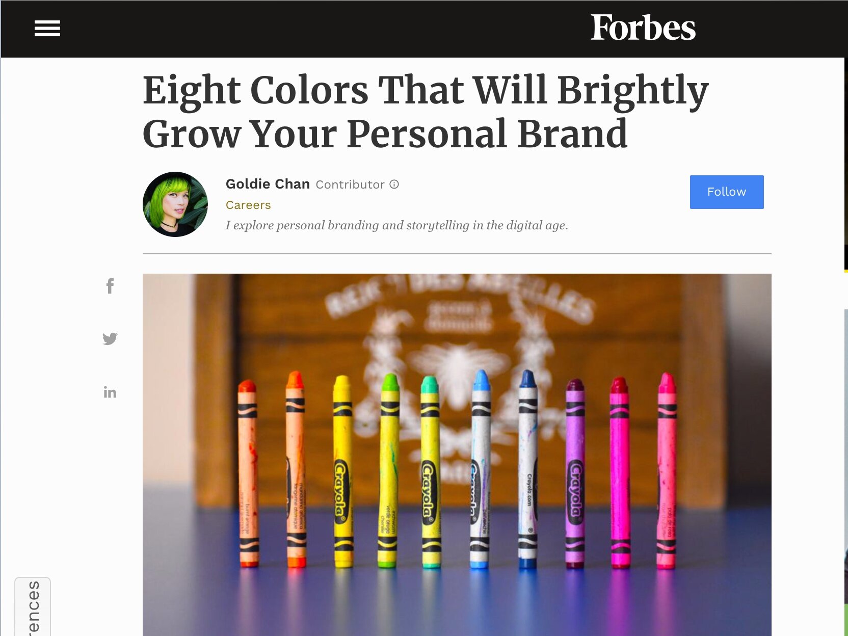 FORBES: Eight Colors That Will Brightly Grow Your Personal Brand