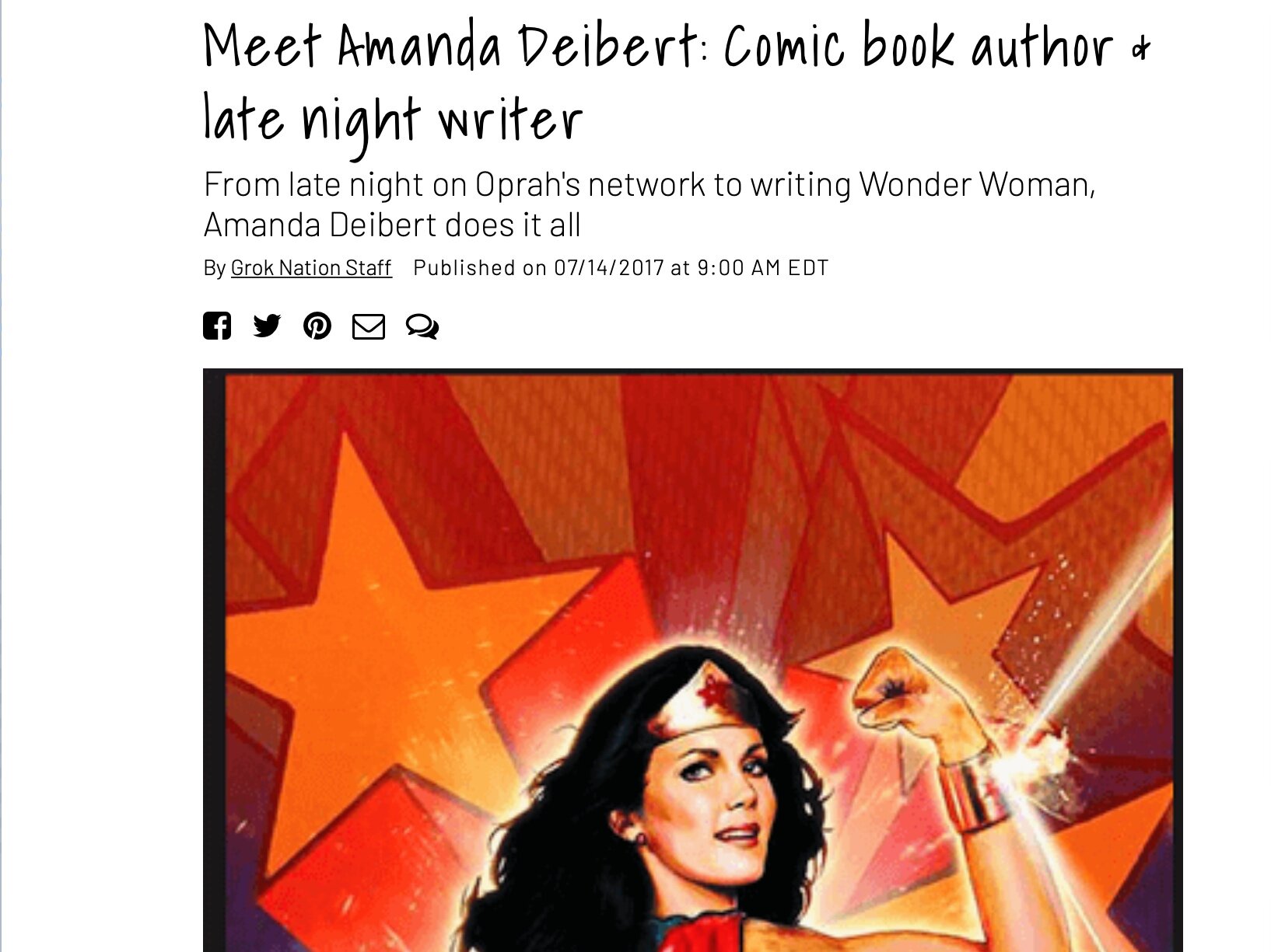 GROK NATION: Meet Amanda Deibert: Comic Book Author &amp; Late Night Writer