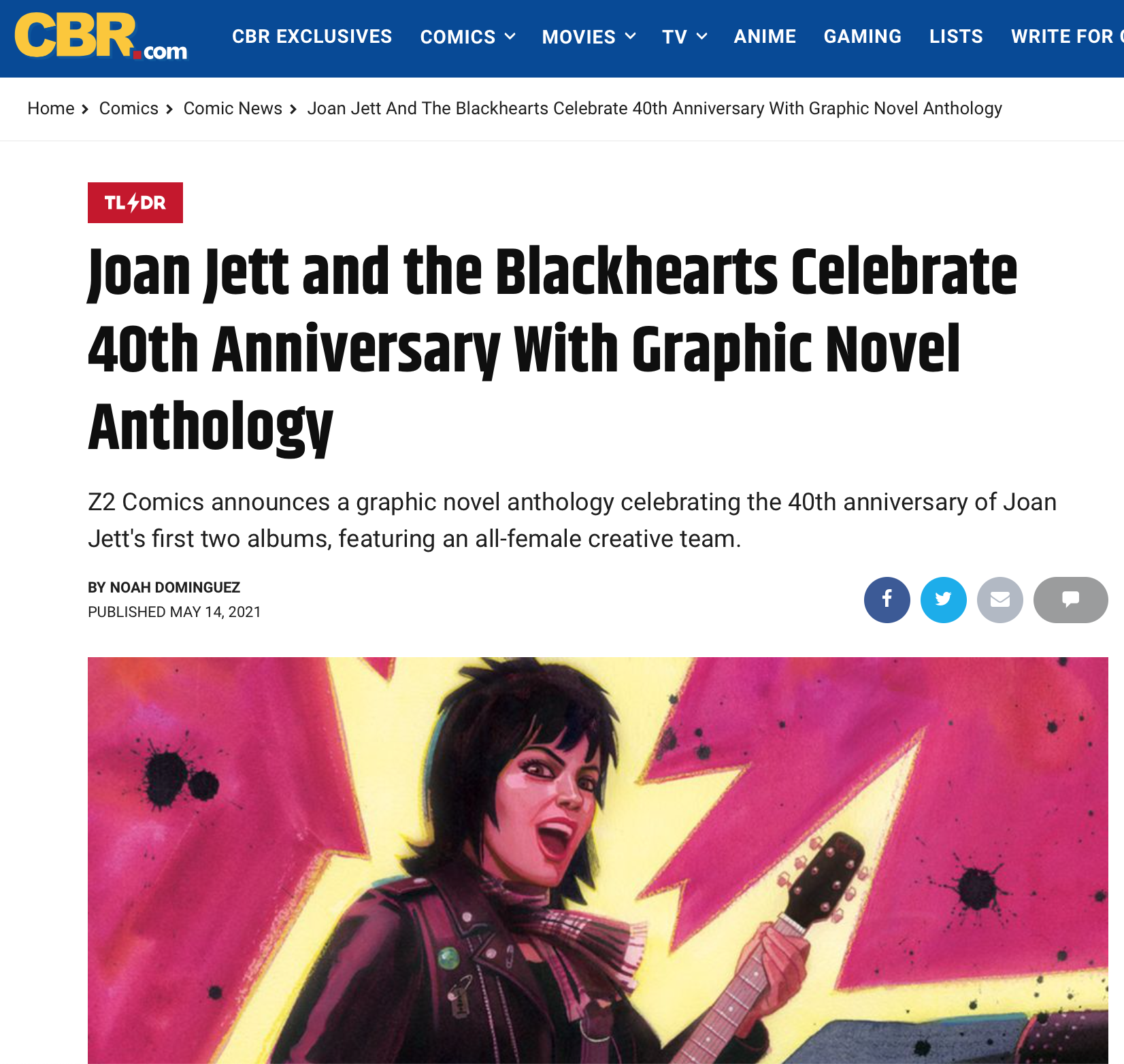 CBR: Joan Jett and the Blackhearts Celebrate 40th Anniversary With Graphic Novel Anthology