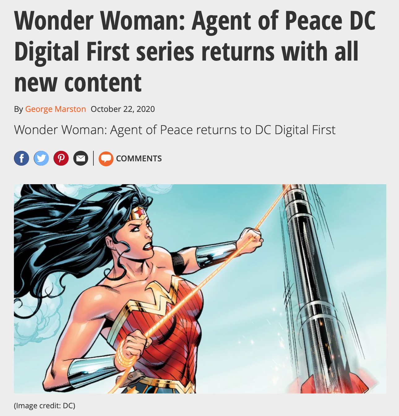 GAMESRADAR: Wonder Woman: Agent of Peace DC Digital First series returns with all new content